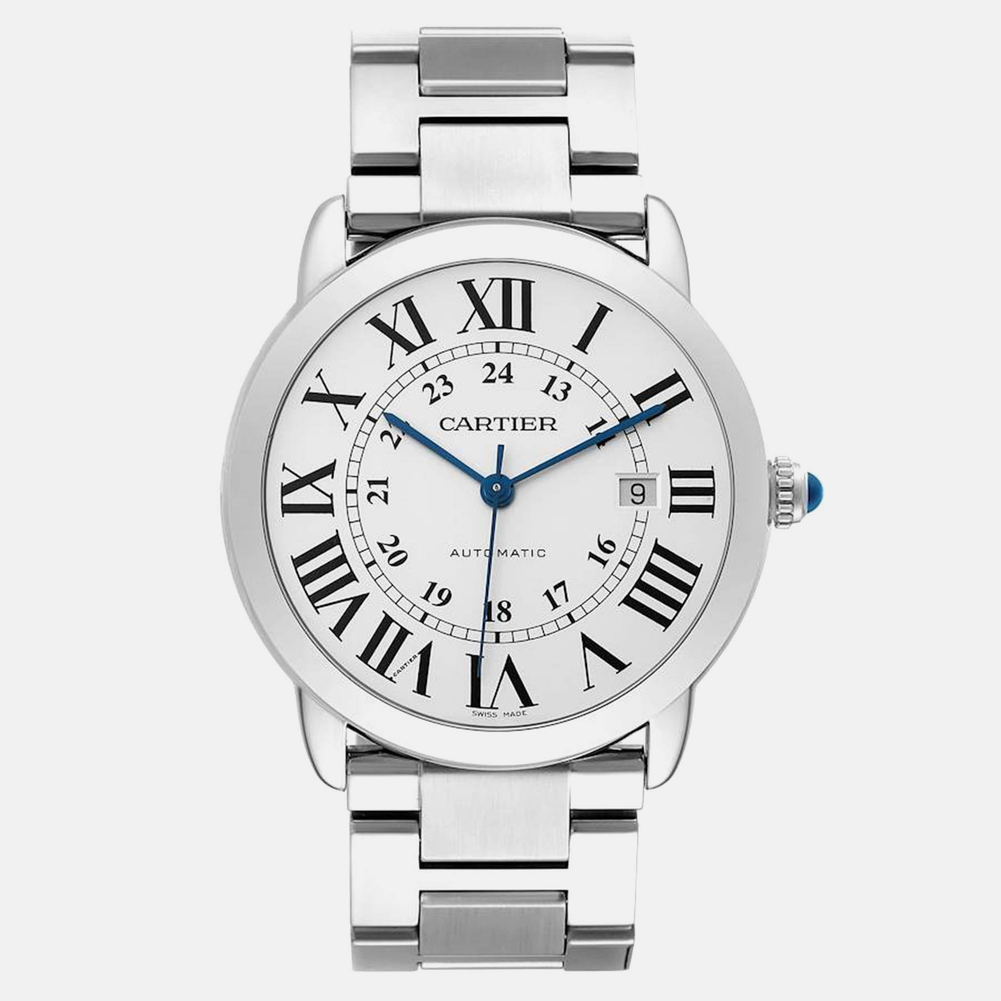 

Cartier Ronde Solo XL Silver Dial Automatic Steel Mens Watch W6701011, White