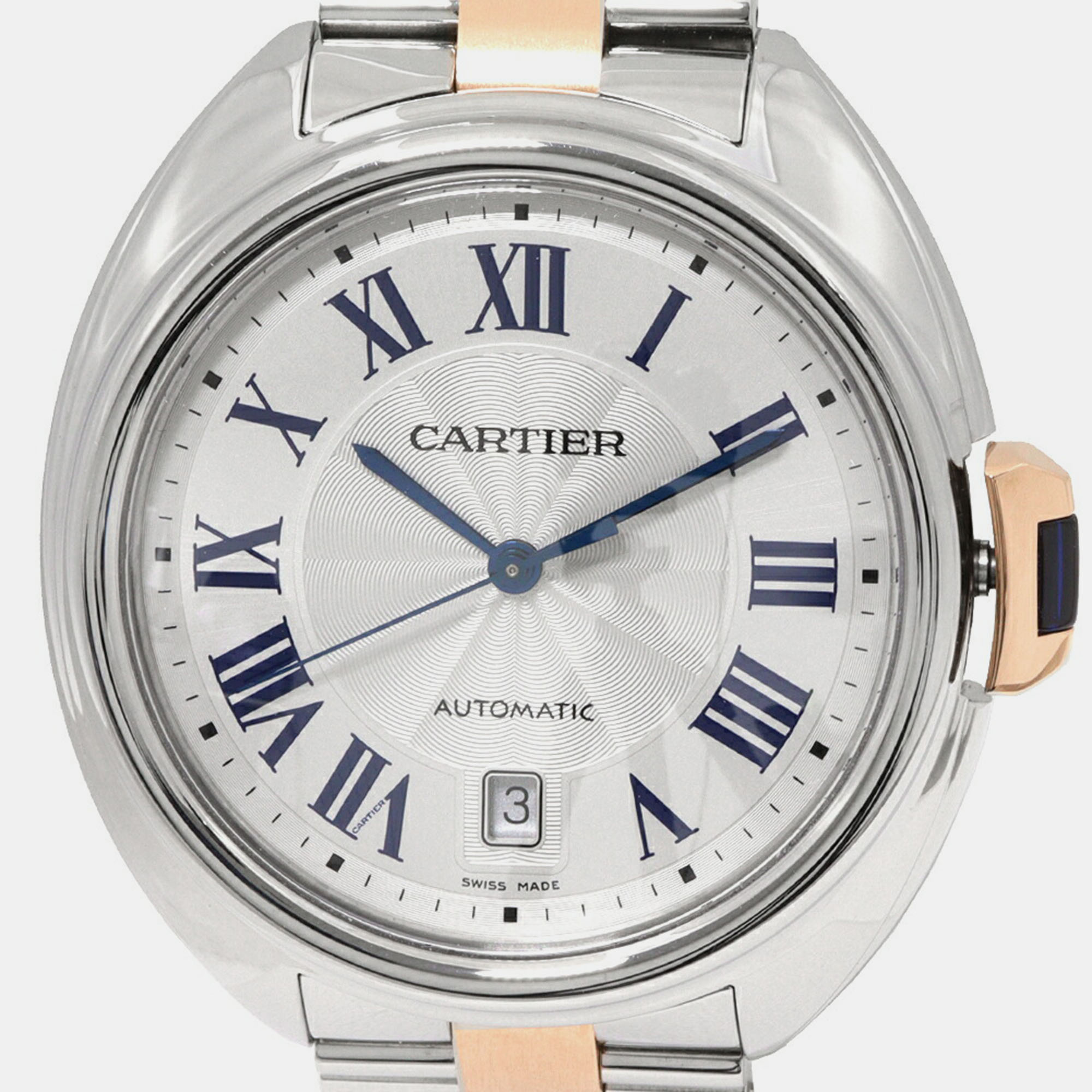 

Cartier Silver Stainless Steel Cle de Cartier W2CL0002 Automatic Men's Wristwatch 40 mm