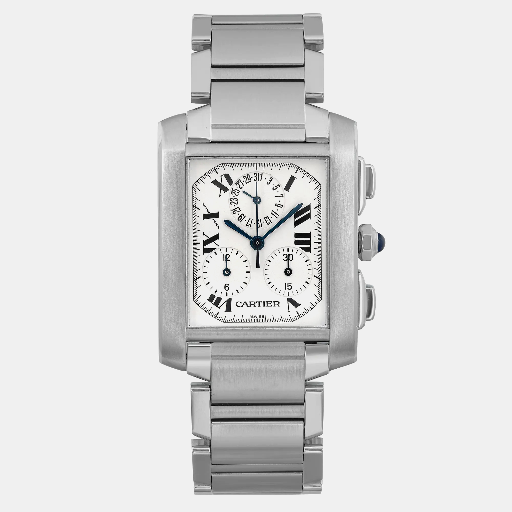 

Cartier White Stainless Steel Tank Francaise W51001Q3 Quartz Men's Wristwatch