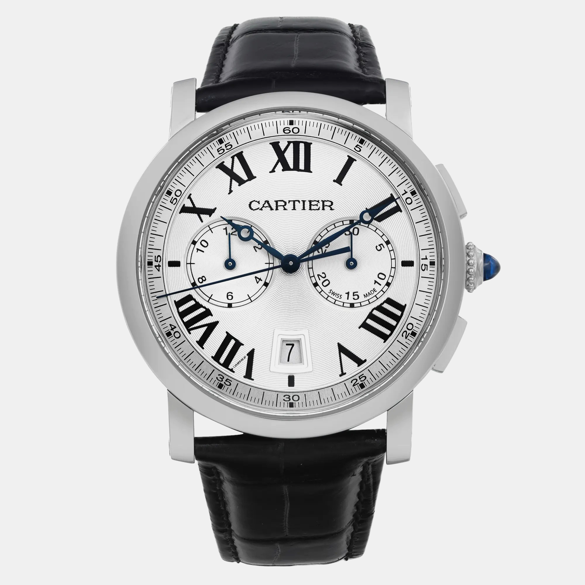 

Cartier Rotonde  Steel Silver Roman Dial Mens Automatic Wristwatch