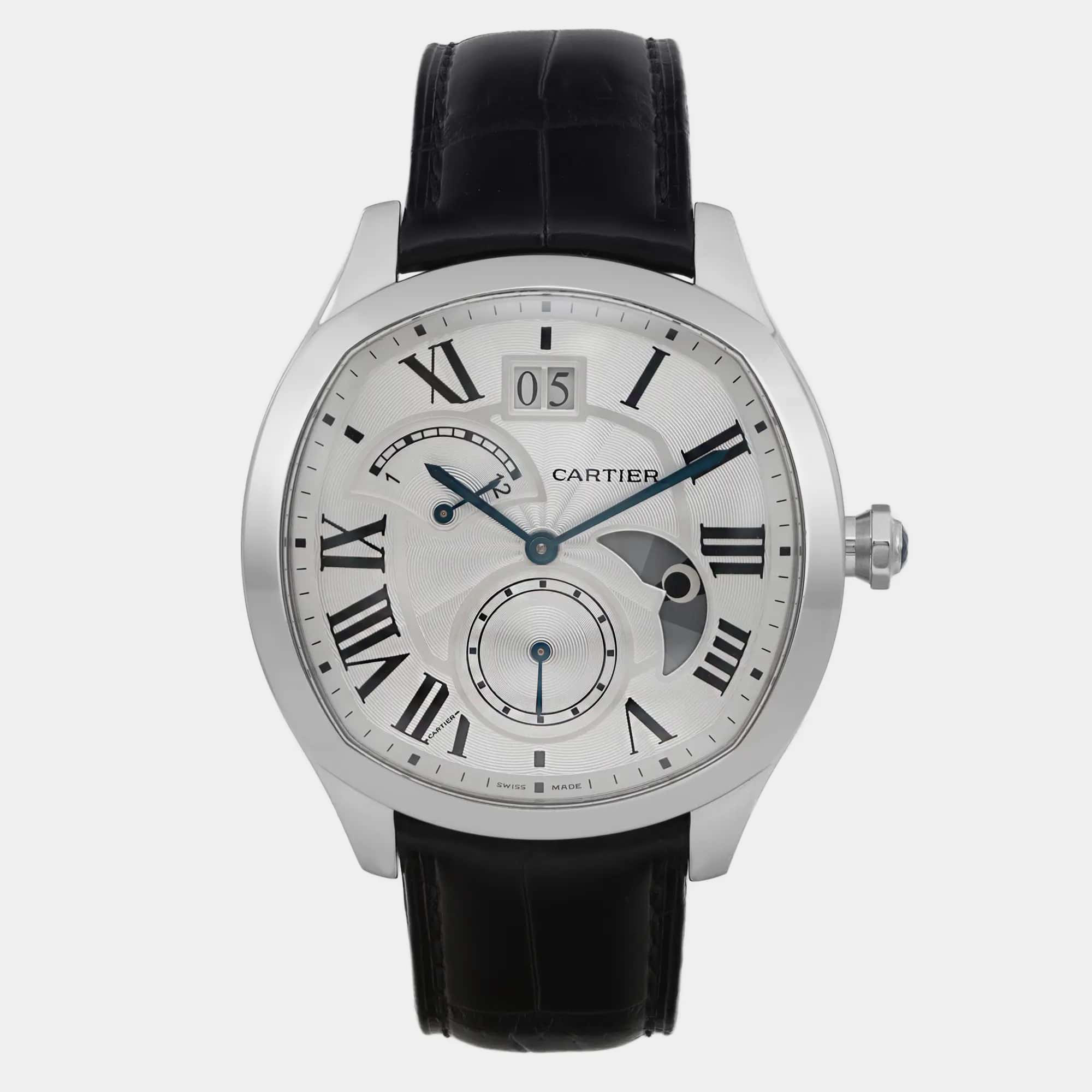 

Cartier Silver Stainless Steel Drive Retrograde WSNM0005 Automatic Men's Wristwatch 40 mm