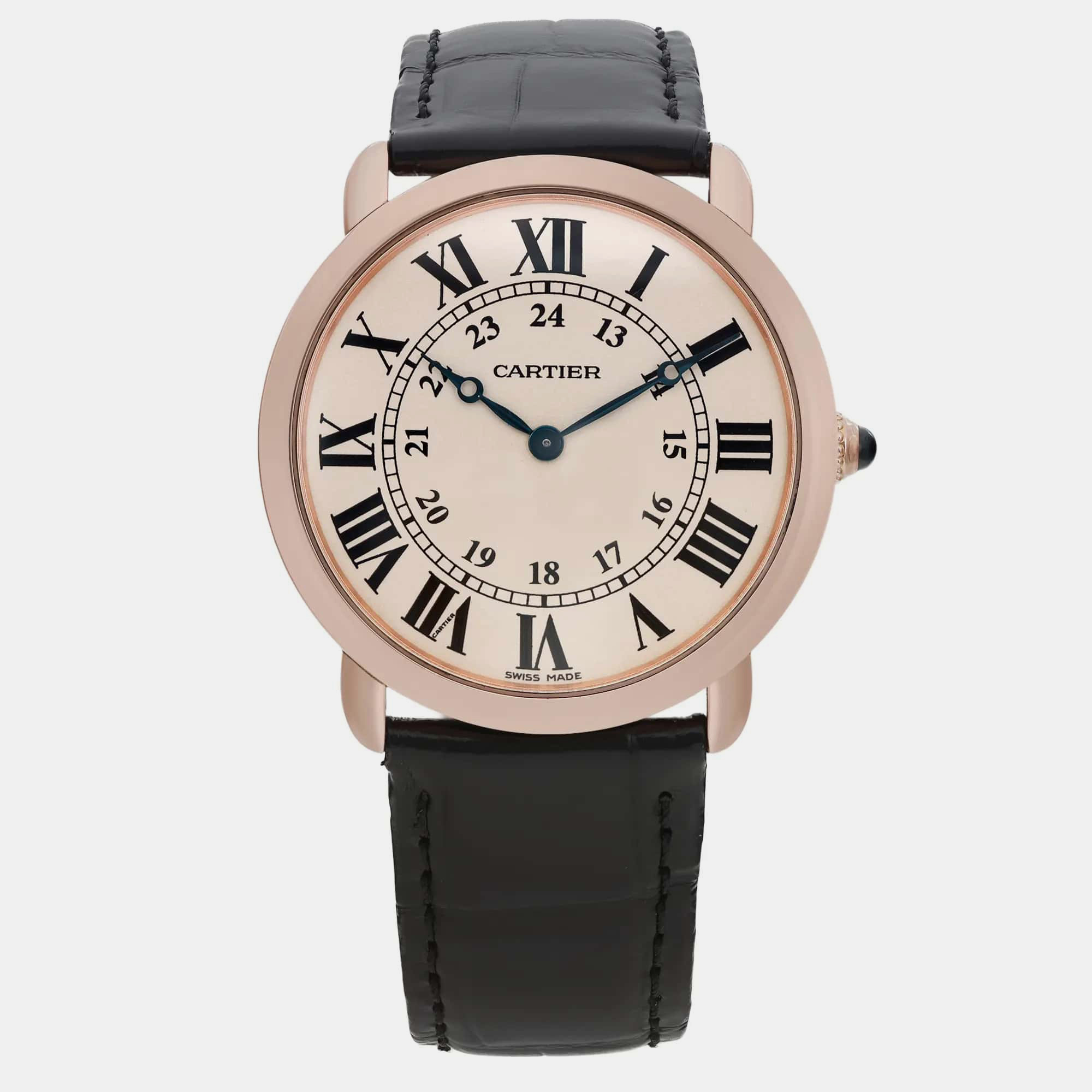 

Cartier Cream 18K Rose Gold Ronde Louis Manual Winding Men's Wristwatch 36 mm