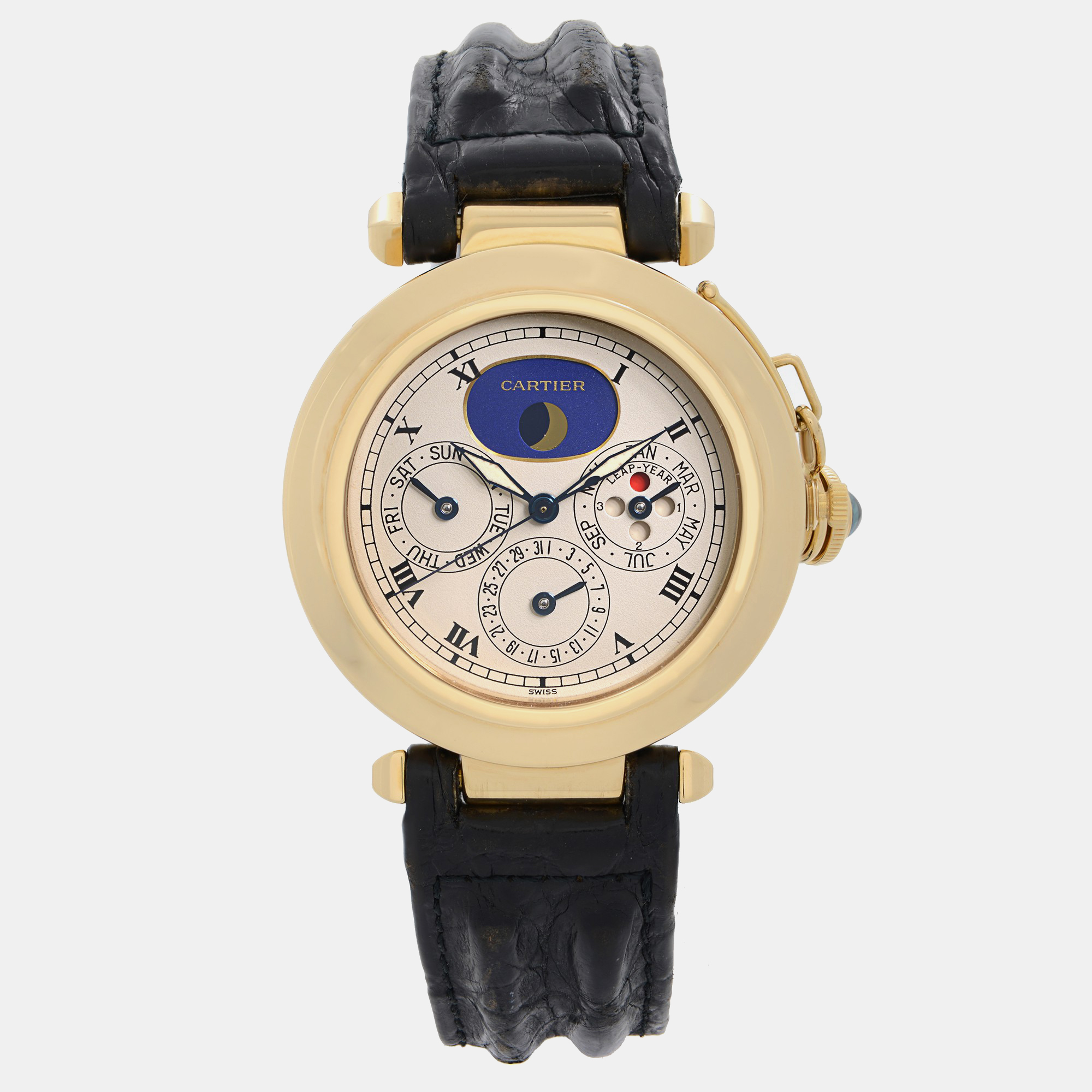 

Cartier Pasha 18K Yellow Gold Moonphase Perpetual Calendar Quartz Watch 38 mm, Cream