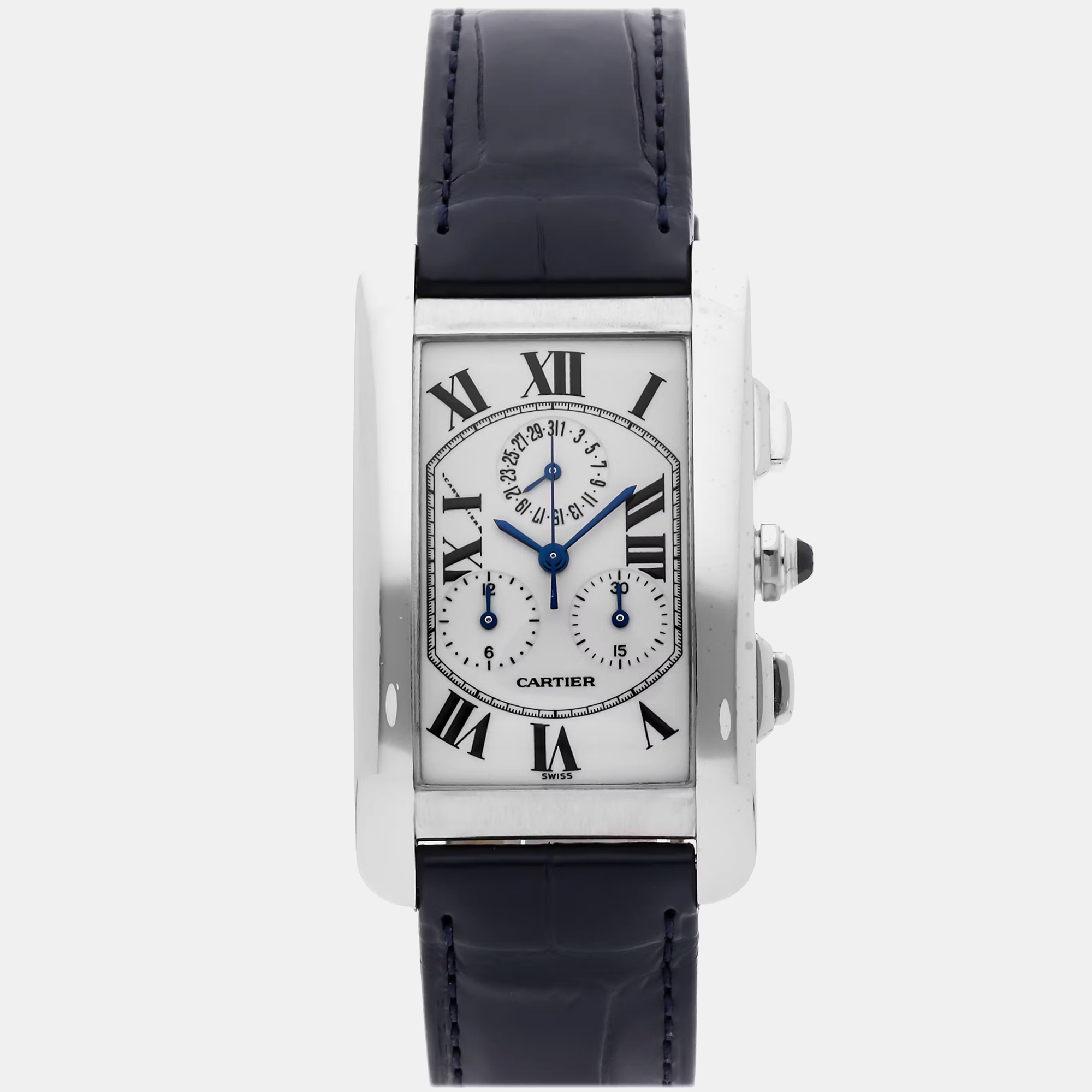 

Pre-Owned Cartier Tank Americaine Chronograph W2603356, Silver