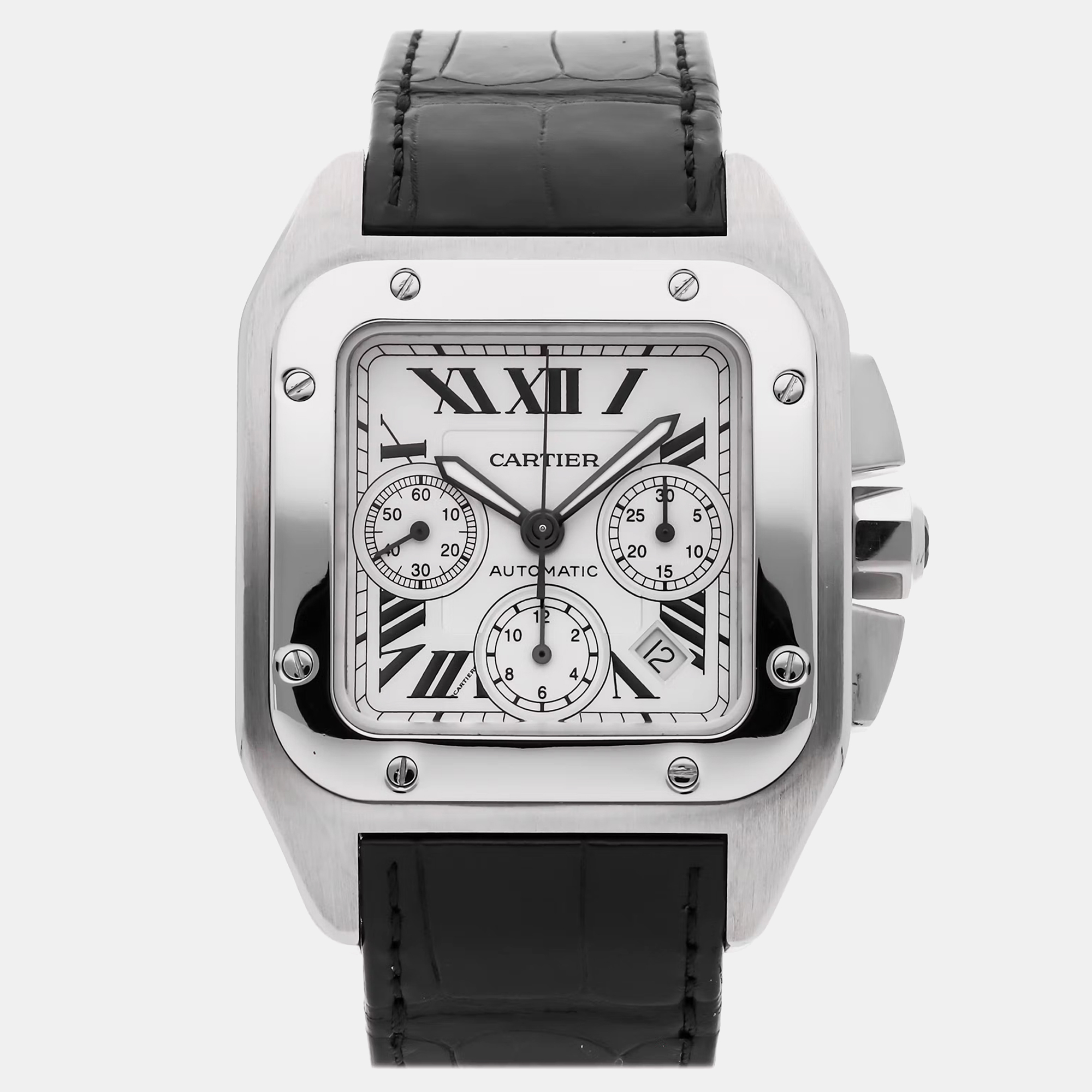 

Pre-Owned Cartier Santos 100 Chronograph W20090X8, Silver