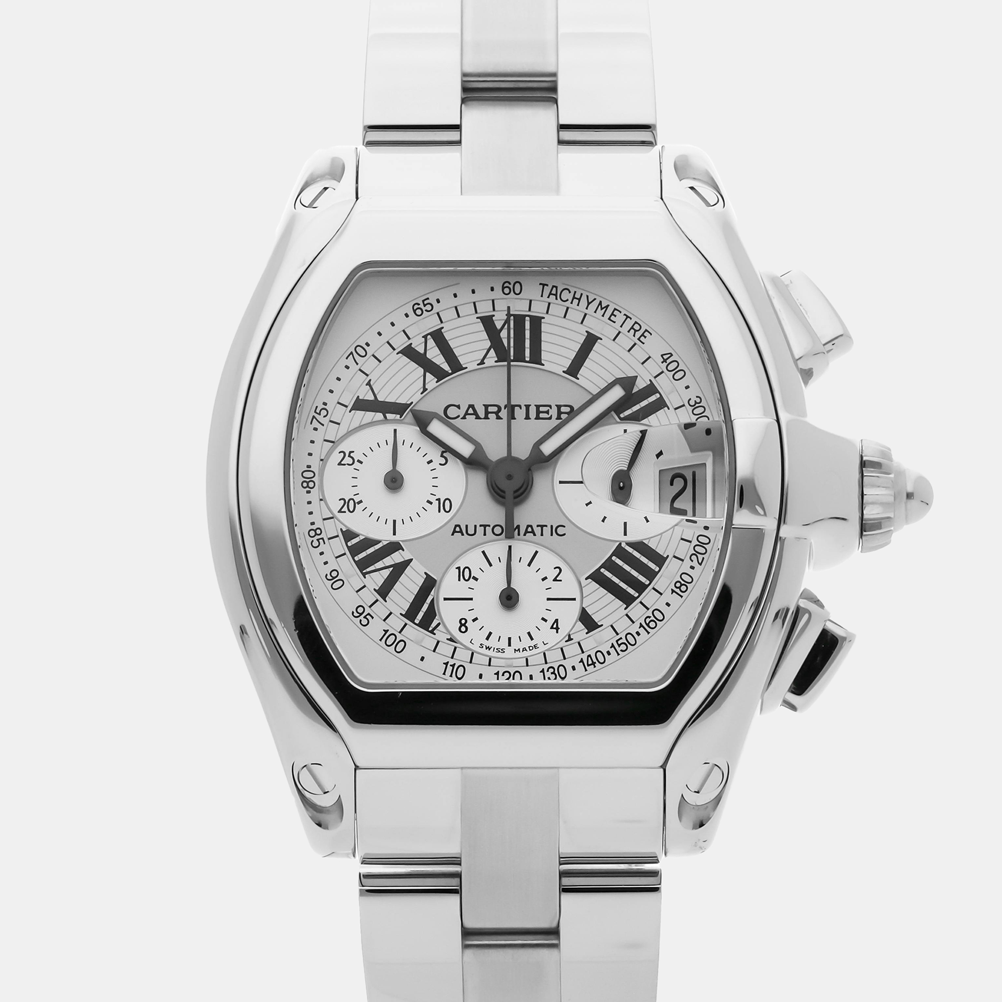 

Pre-Owned Cartier Roadster Chronograph XL W62006X6 43 mm, Silver