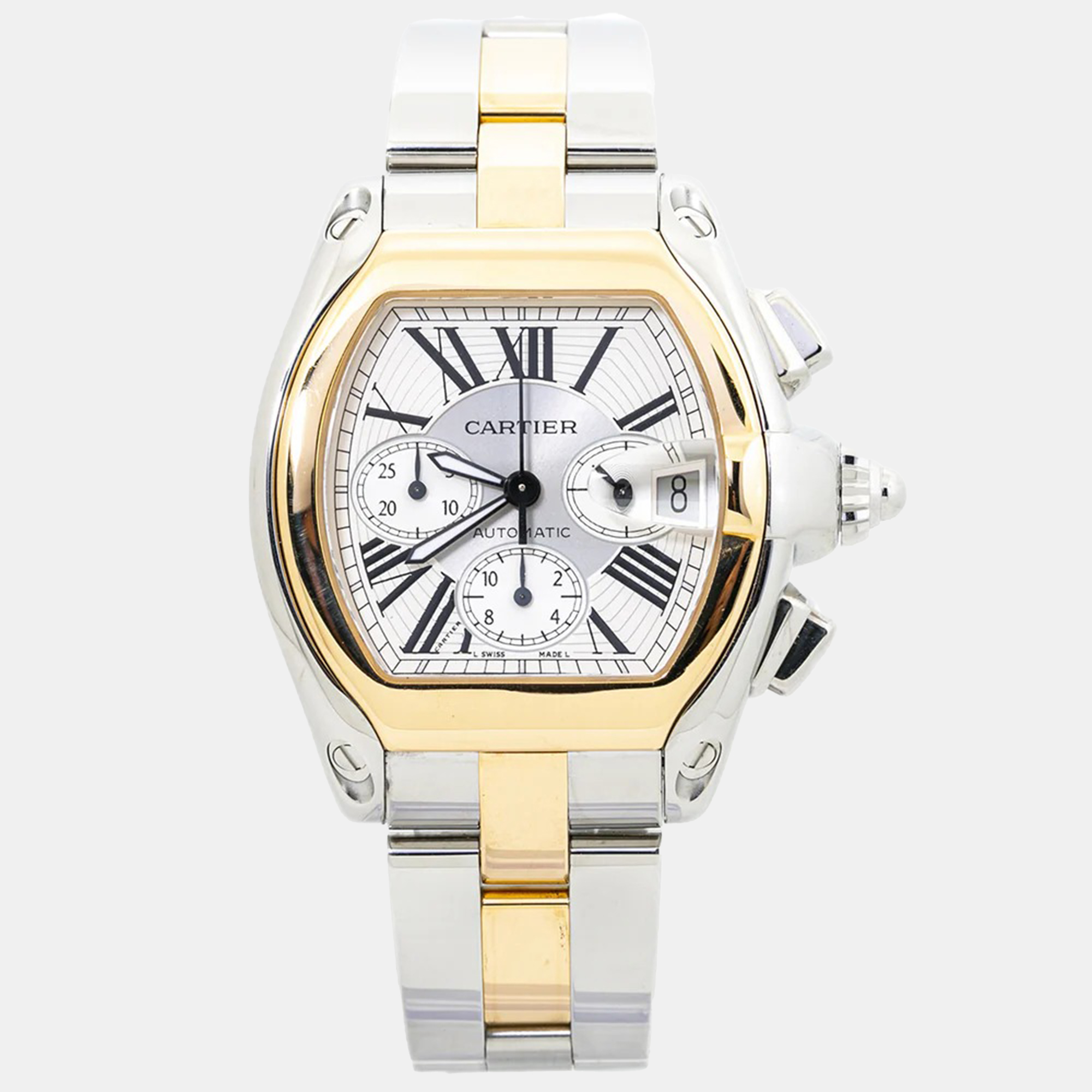 

Cartier Roadster W62027Z1 Automatic Silver 18K Yellow Gold Stainless Steel Men's Wristwatch