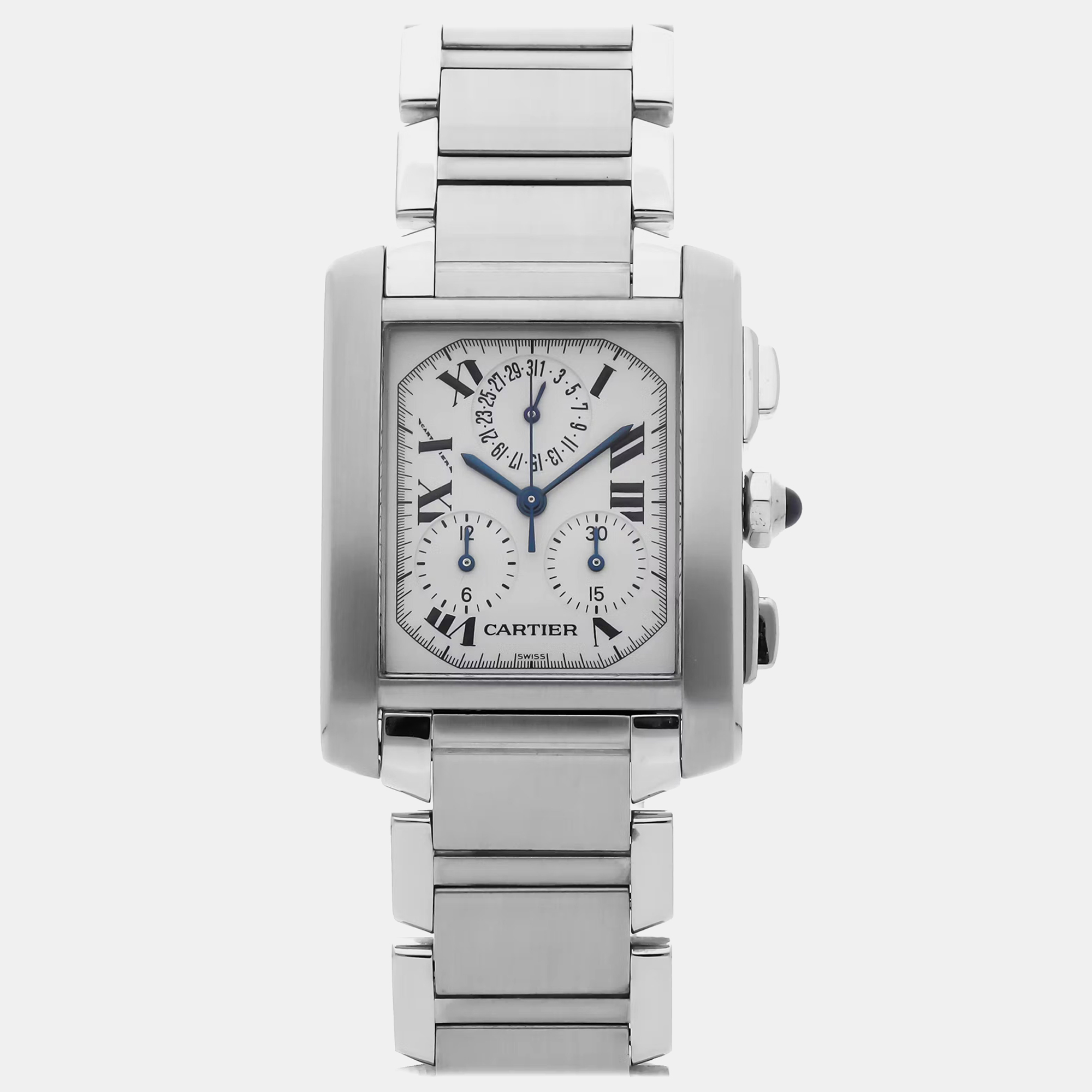 

Cartier Tank Francaise Chronoflex W51001Q3 Quartz Stainless Steel Silver Dial Men's Wristwatch