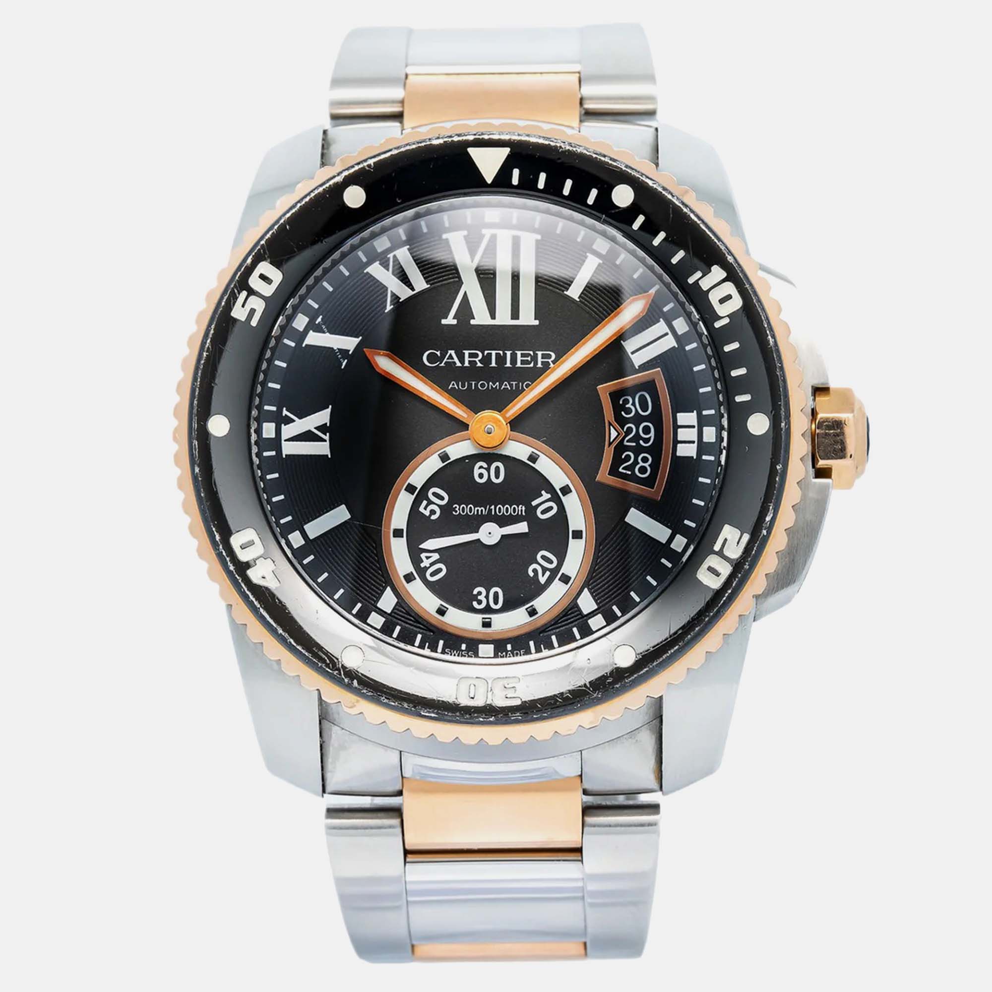 Cartier Calibre Diver W7100054 Automatic Black Gold Stainless Steel Men’s Watch 42mm