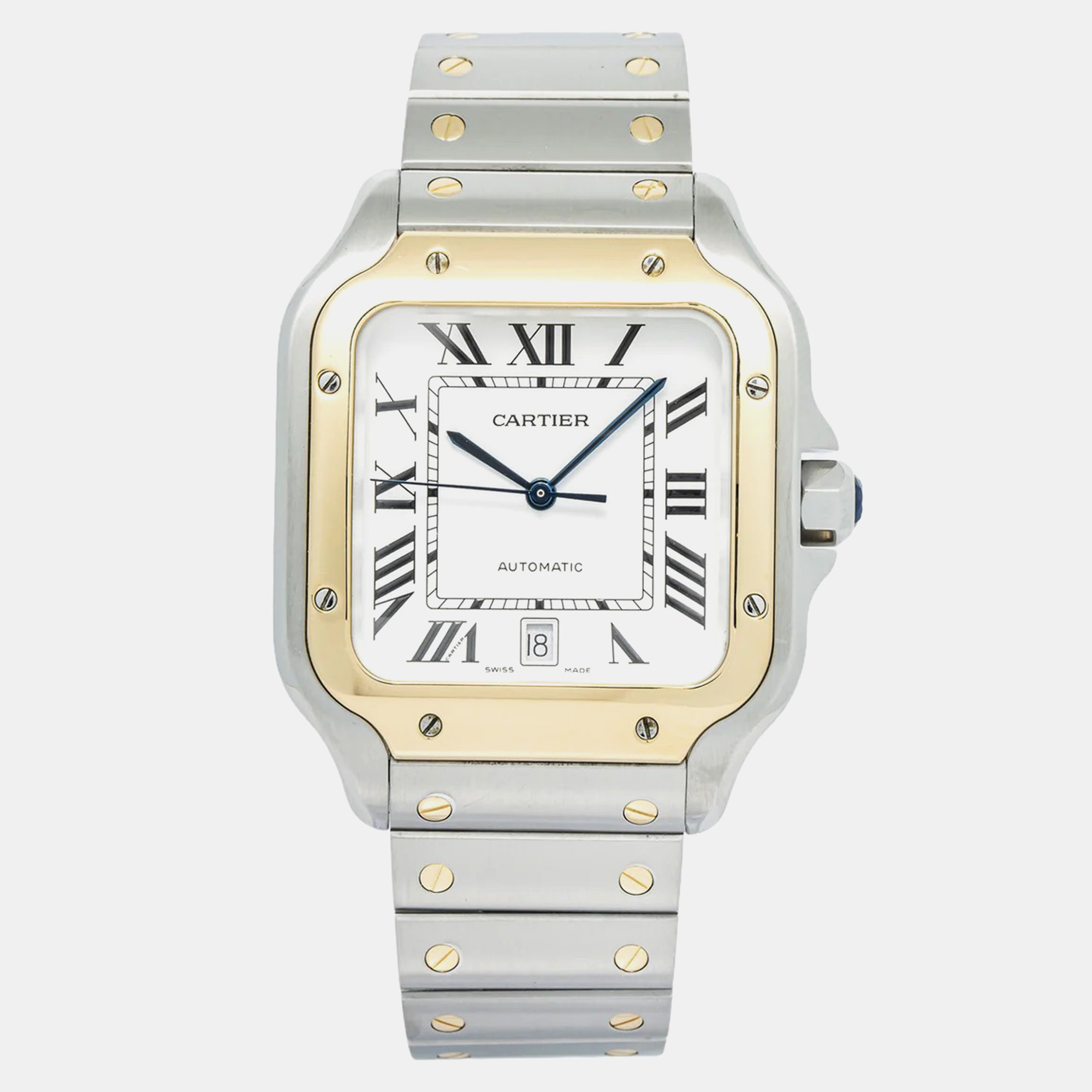 Cartier Santos W2SA0006 Automatic White 18K Yellow Gold Men’s Wristwatch 40 mm
