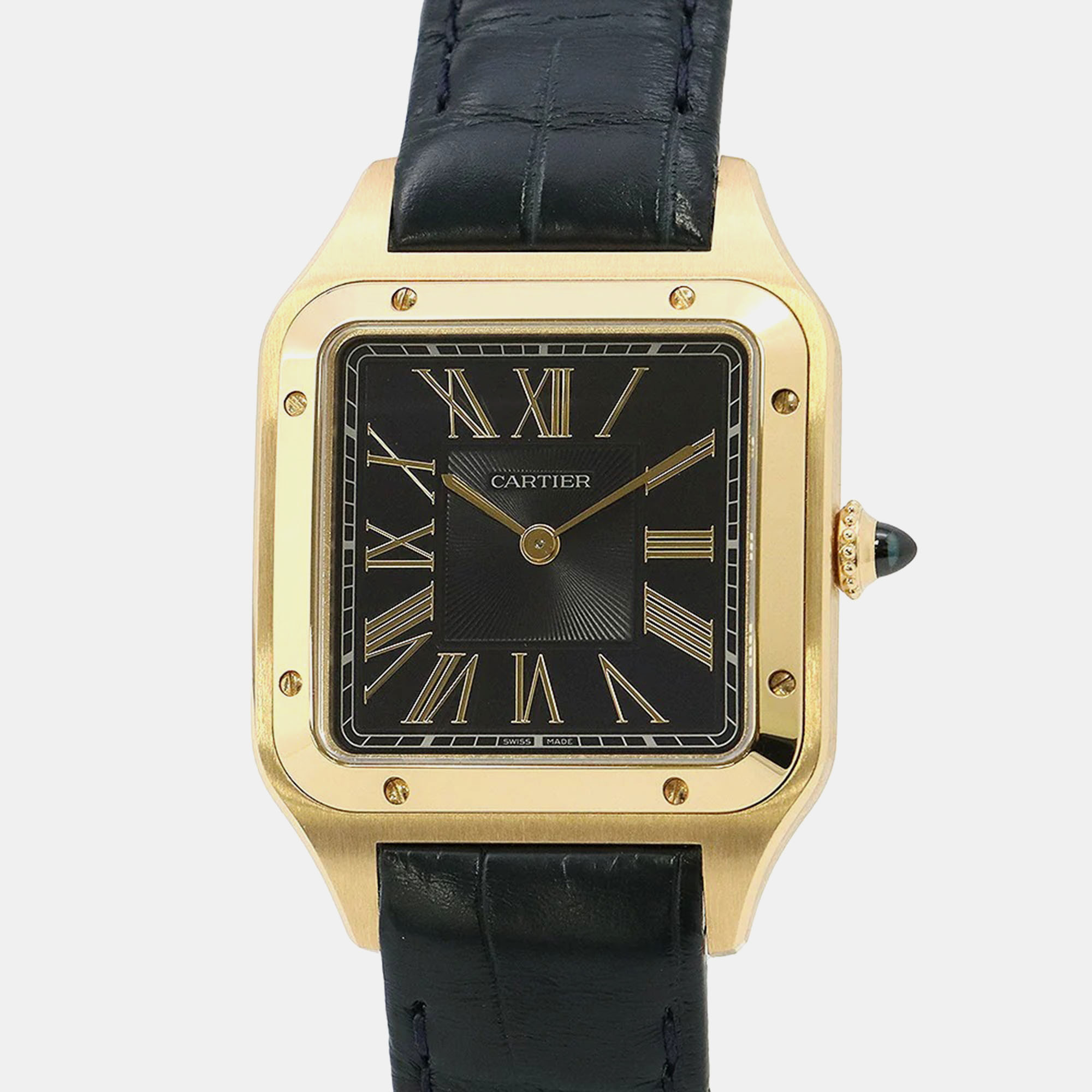Cartier Santos Dumont WGSA0077 Quartz Blue 18k Yellow Gold Men’s Wristwatch 31 mm