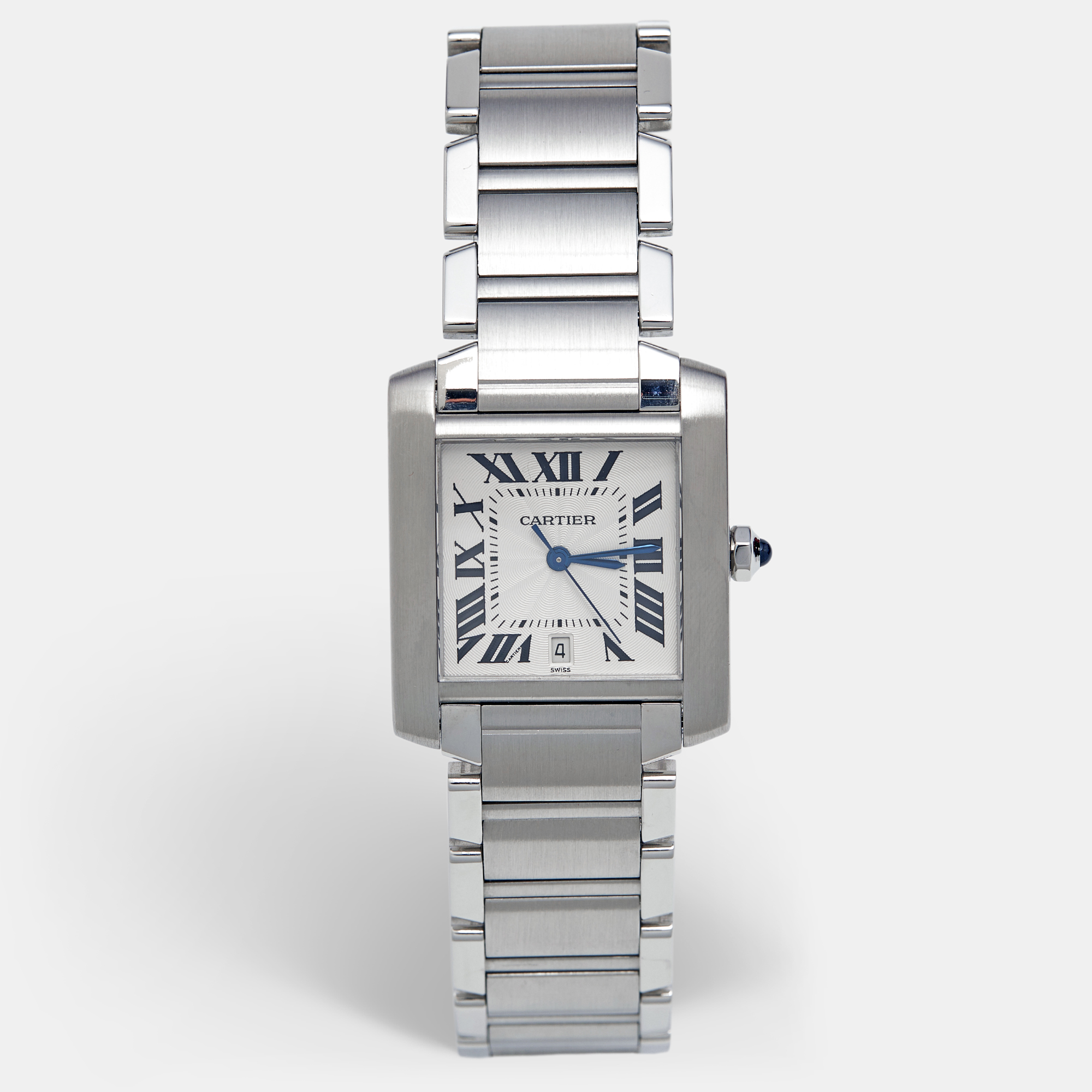 

Cartier Opaline White Stainless Steel Tank Francaise W51002Q3 Unisex Wristwatch, Silver