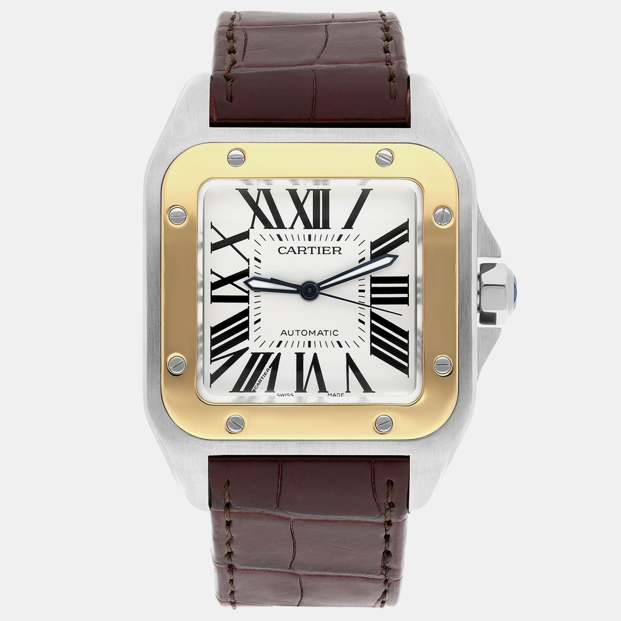 

Cartier Santos 100 W20072X7 Automatic White 18k Yellow Gold Stainless Steel Men's Wristwatch 38 mm