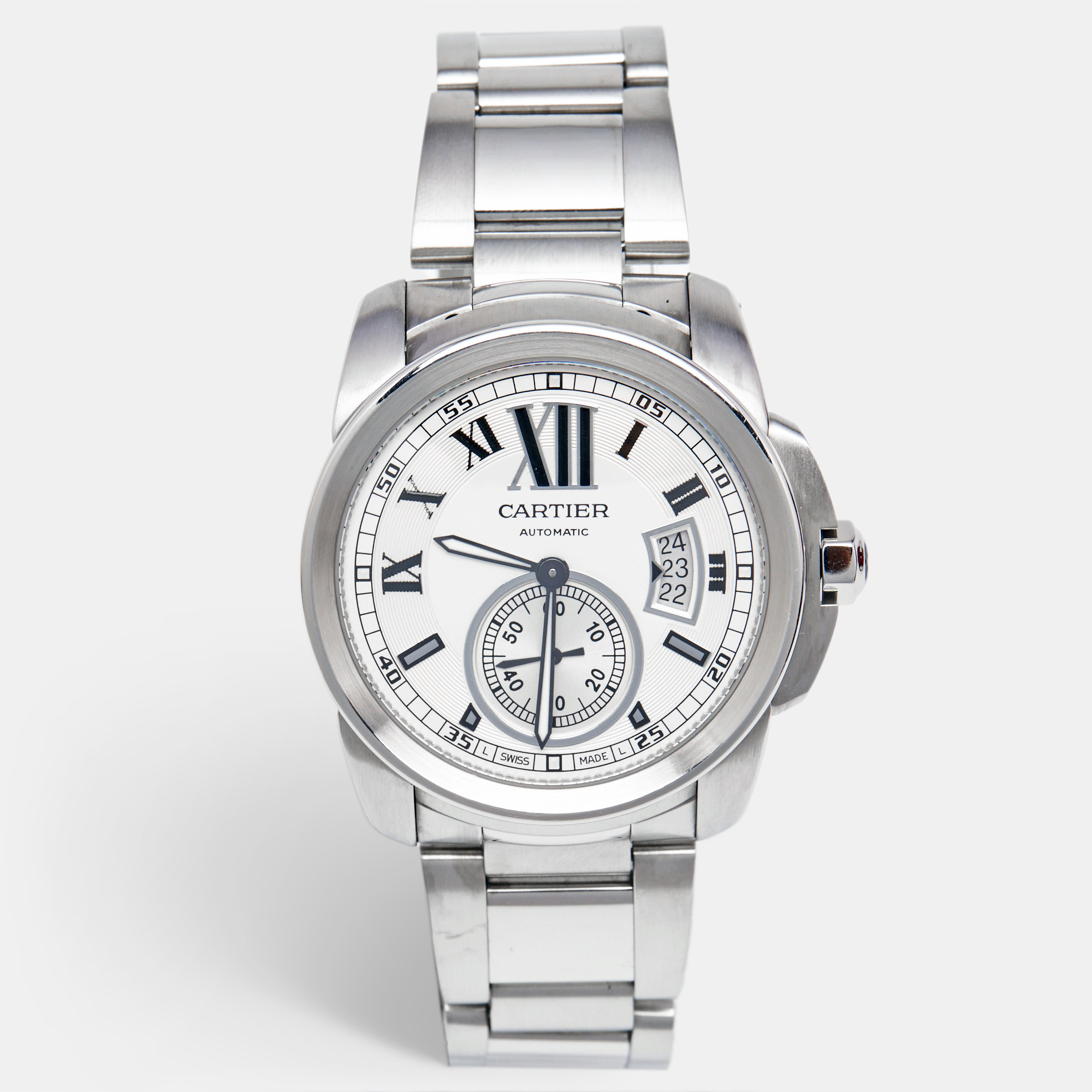 

Cartier Silver Stainless Steel Calibre de Cartier W7100015 Men's Wristwatch