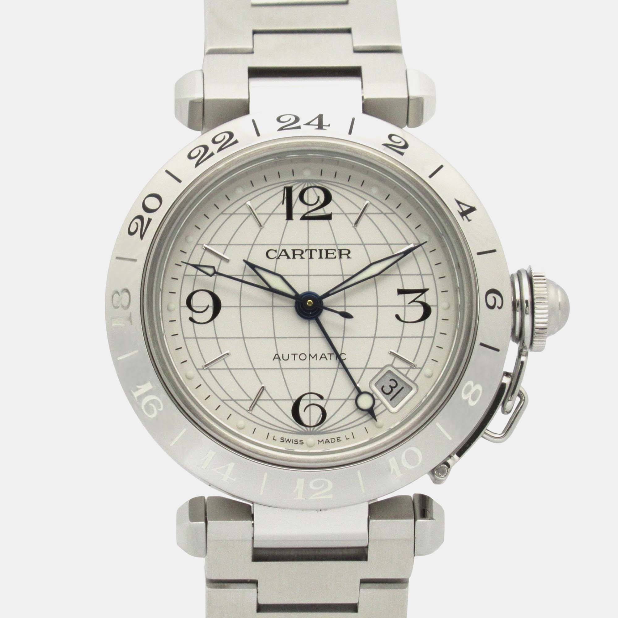 

Cartier Pasha C GMT Meridian W31078M7 Automatic Silver Stainless Steel Men's Wristwatch 35 mm