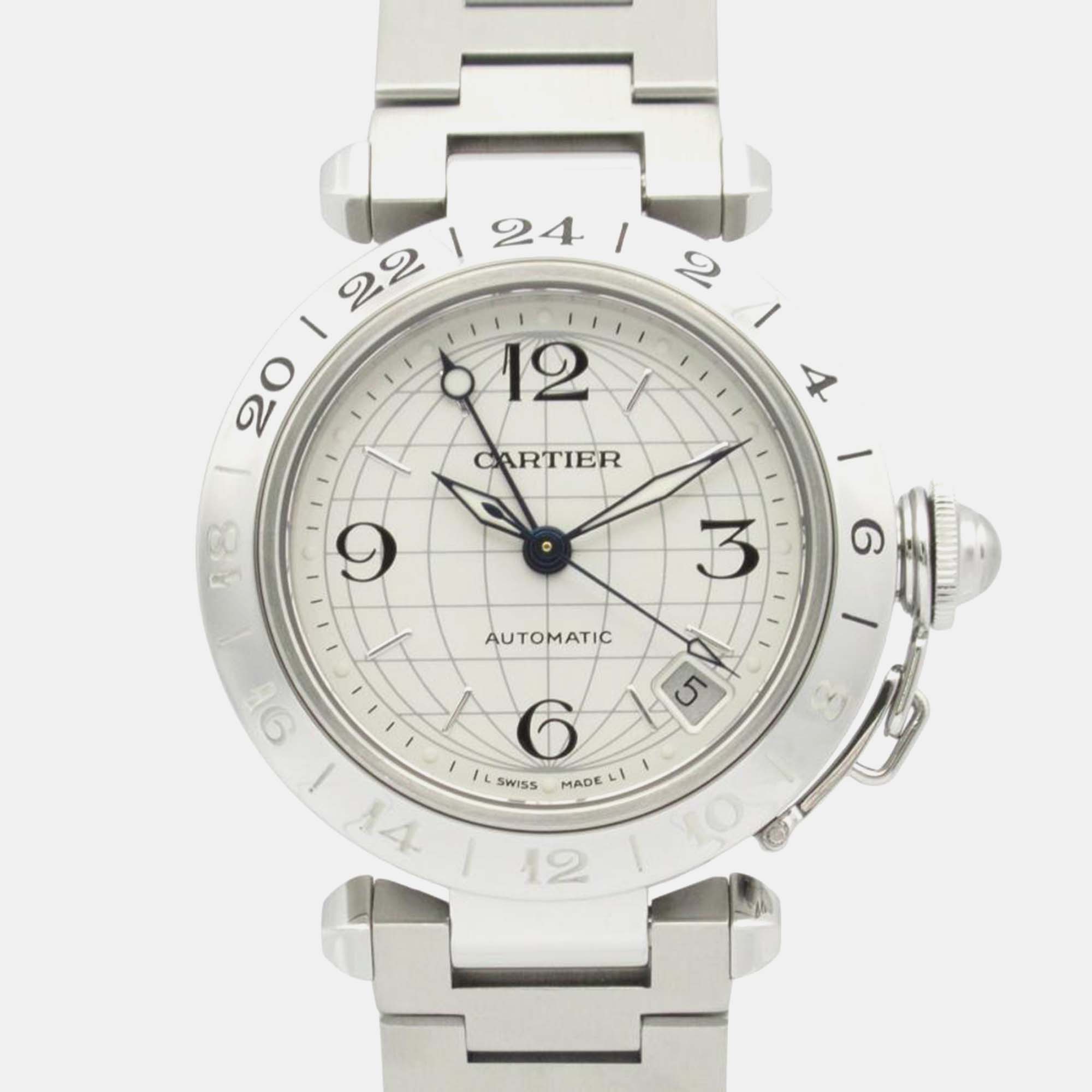 

Cartier Pasha C GMT W31078M7 Automatic Silver Stainless Steel Men's Wristwatch 35 mm