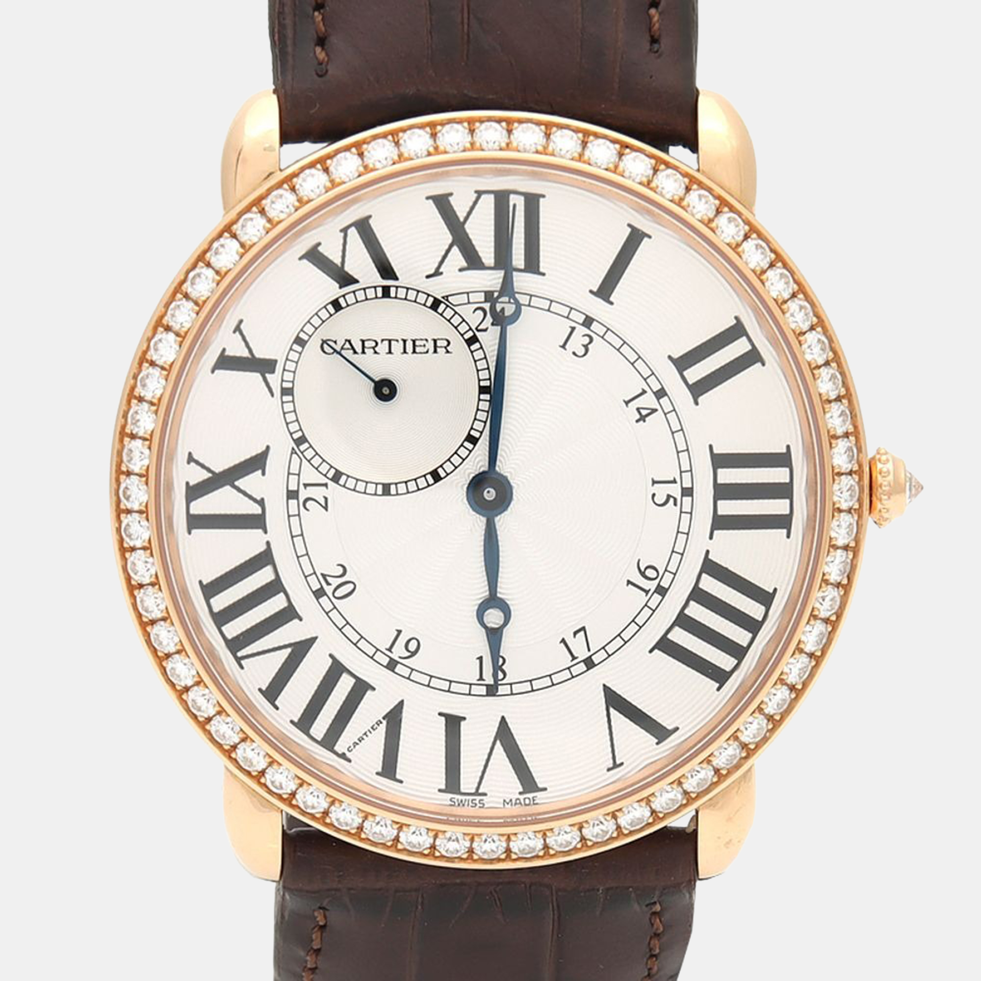 

Cartier Ronde Louis Diamond Manual Winding Rose Gold Men's Wristwatch 42 mm, White