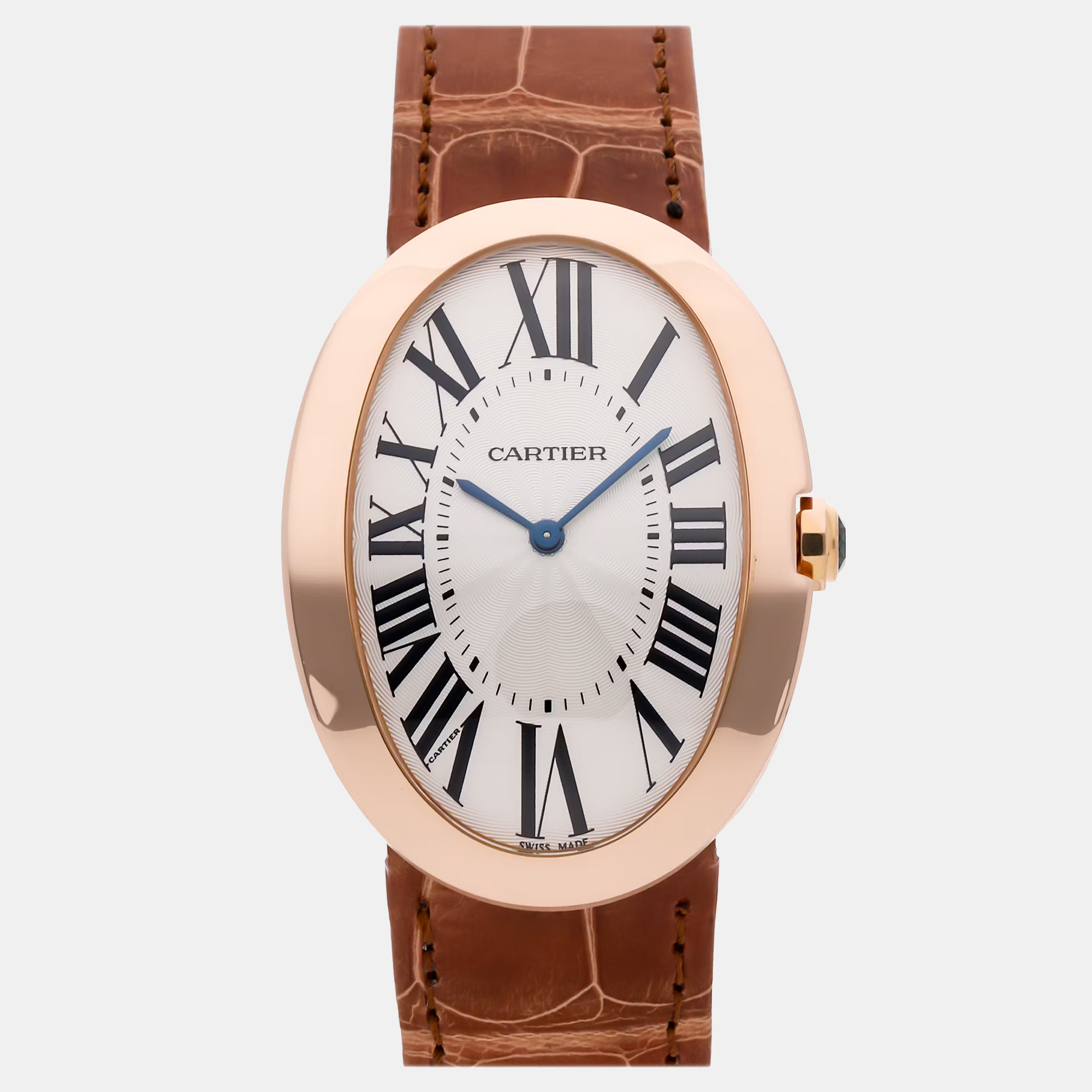

Pre-Owned Cartier Baignoire W8000002 Silver Manual Winding 18k Rose Gold Men's Wristwatch 34 mm