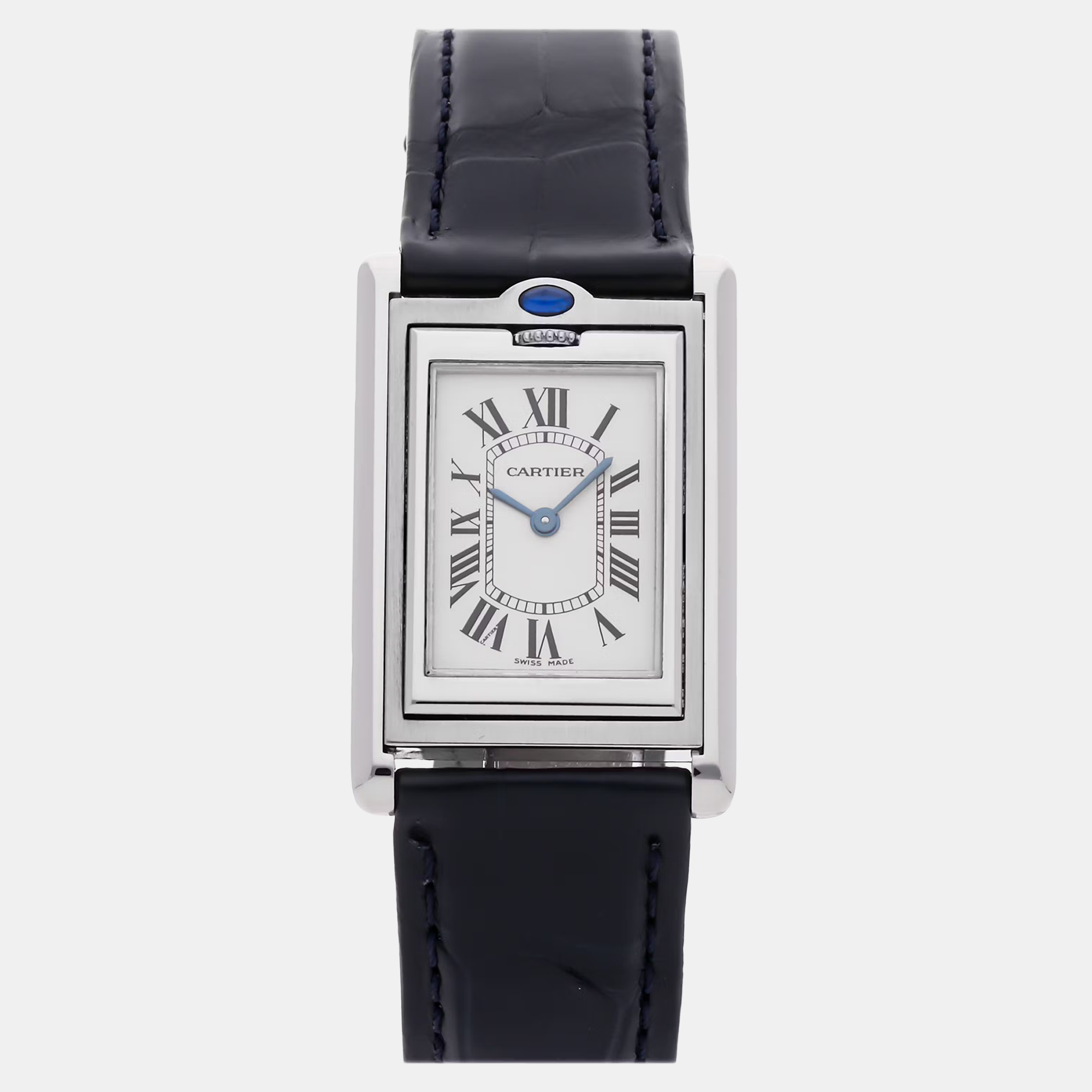 

Pre-Owned Cartier Tank Basculante W1011258 Silver Quartz Stainless Steel Men's Wristwatch