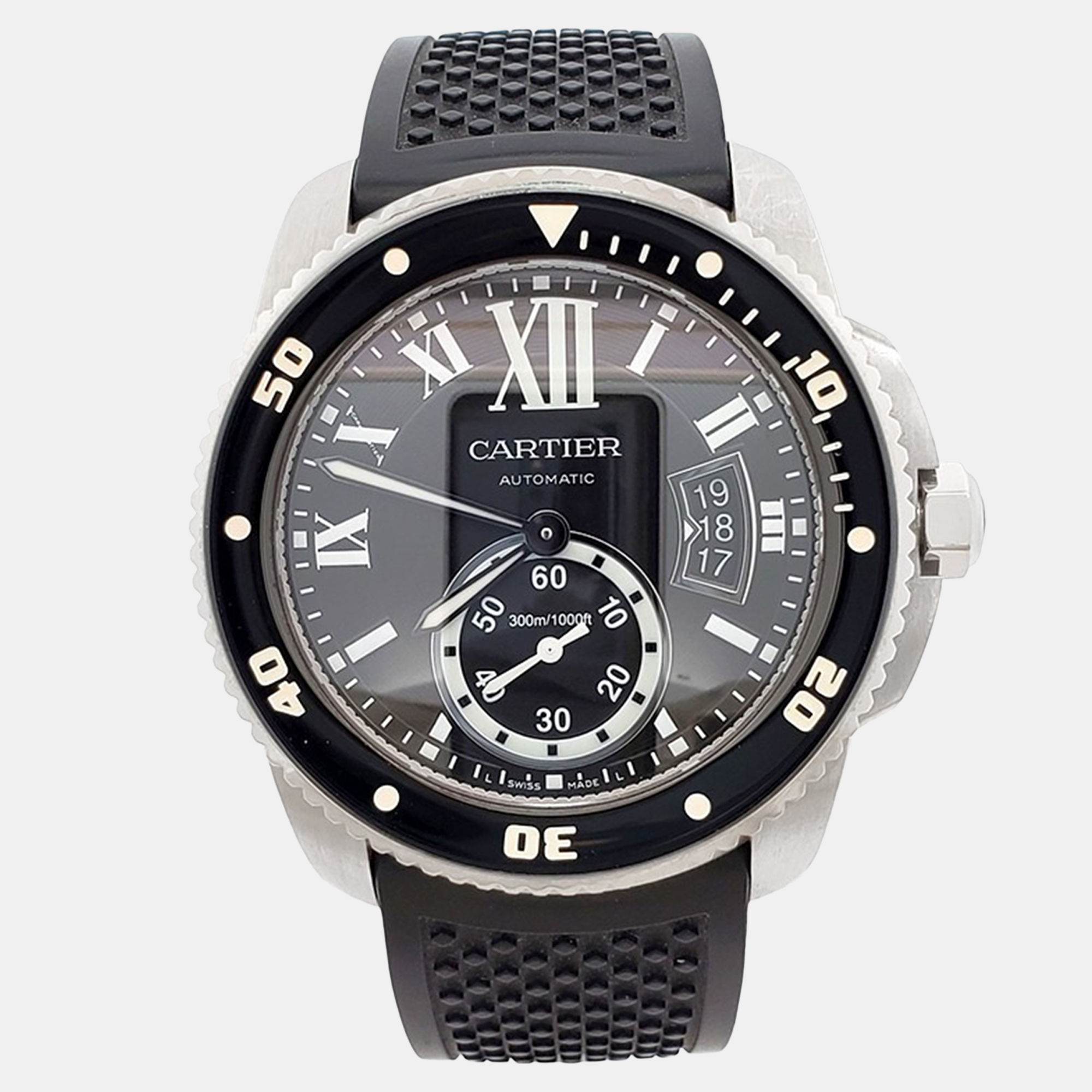 

Cartier Calibre de Cartier W7100056 Automatic Black Stainless Steel Men's Wristwatch 42 mm