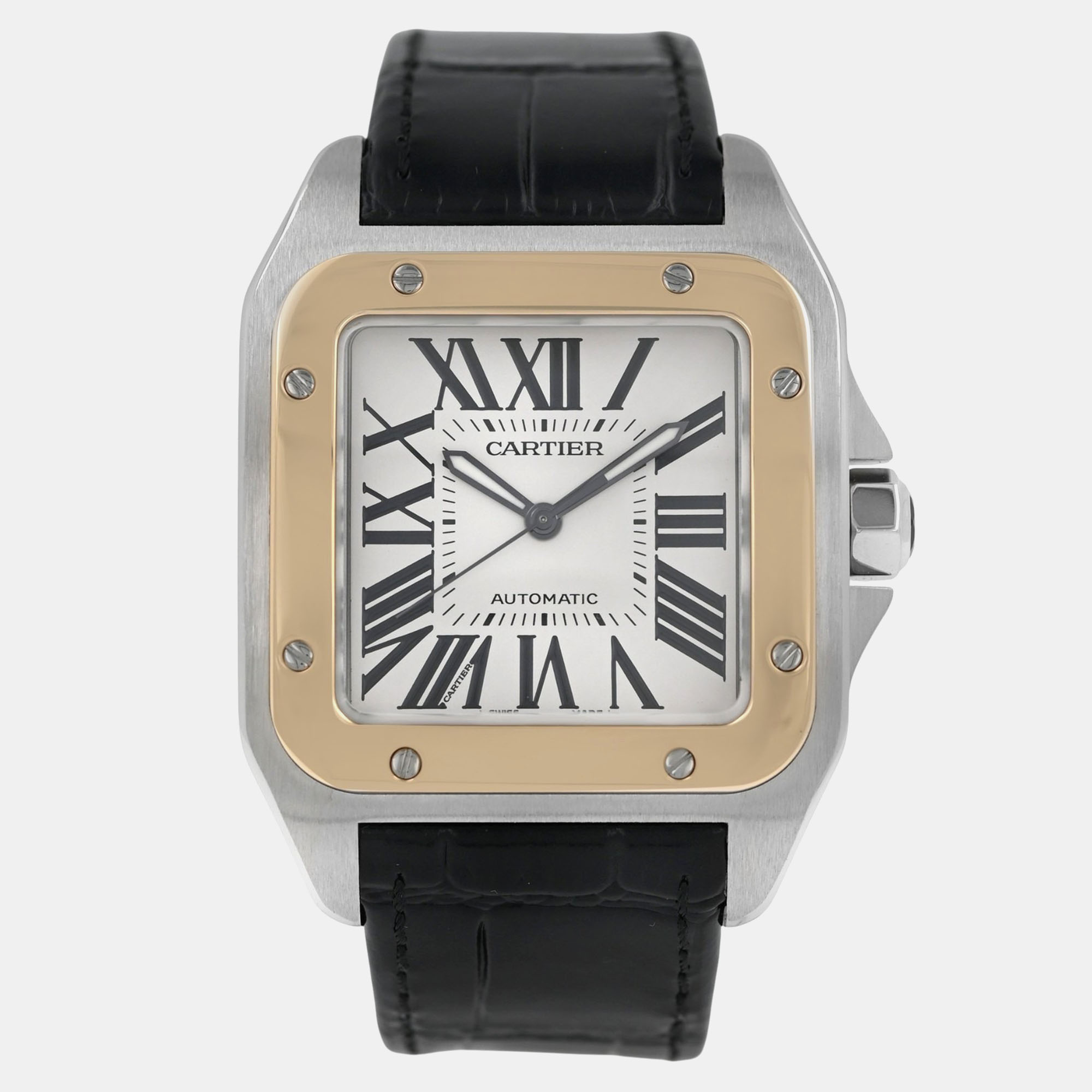 

Cartier Santos 100 W20072X7 Automatic White 18k gold bezel steel Men's Wristwatch 38 mm