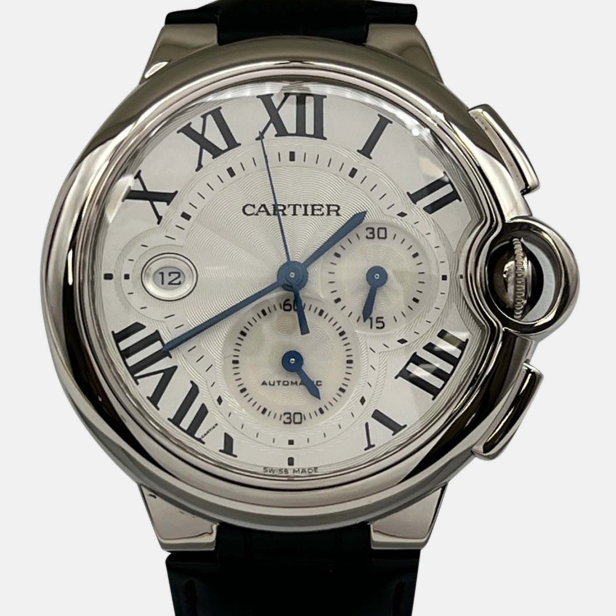 

Cartier Ballon Bleu W6920005 Automatic Silver 18k White Gold Men's Wristwatch 42 mm