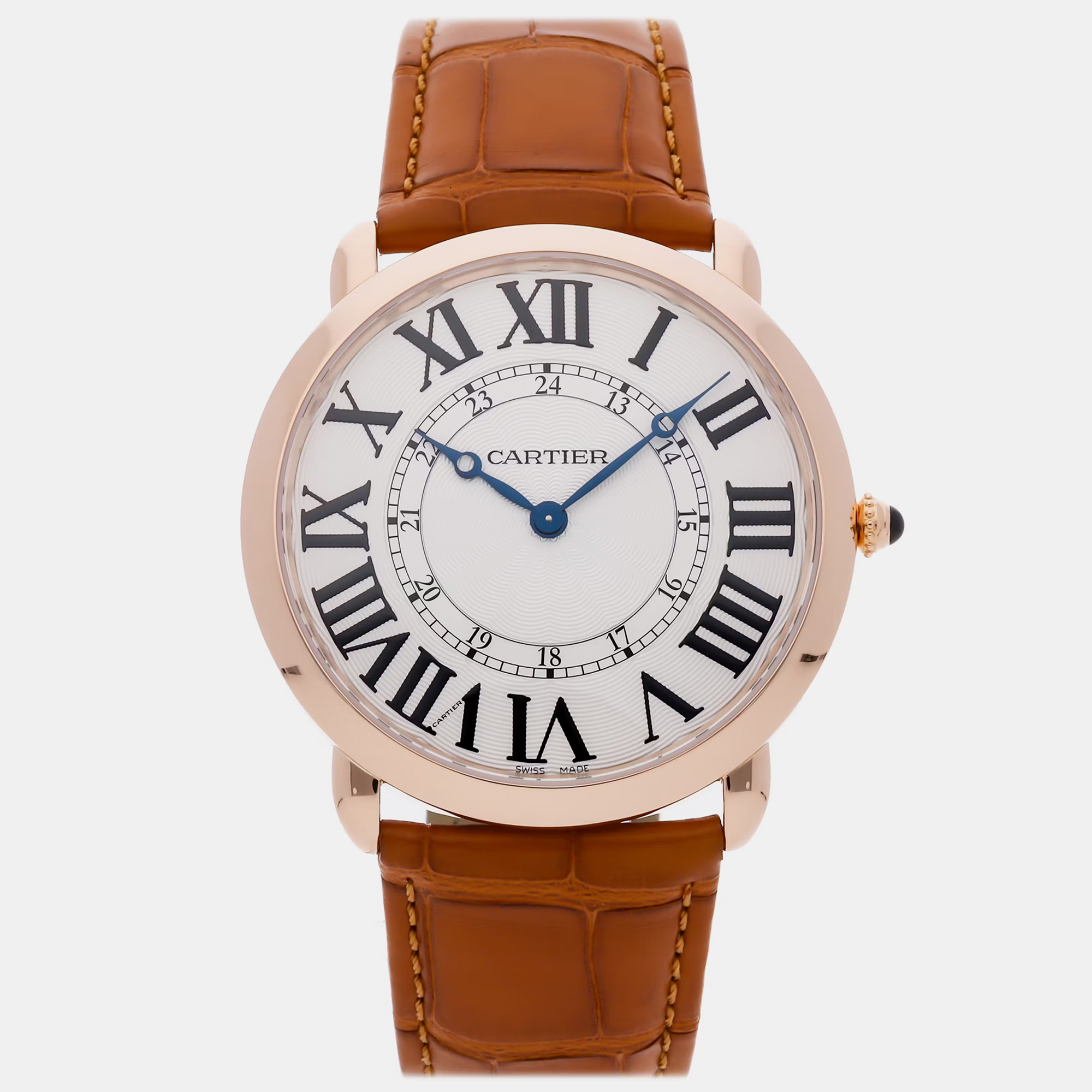 

Cartier Ronde Louis W6801004 Manual Winding Silver Dial 18k Rose Gold Men's Wristwatch