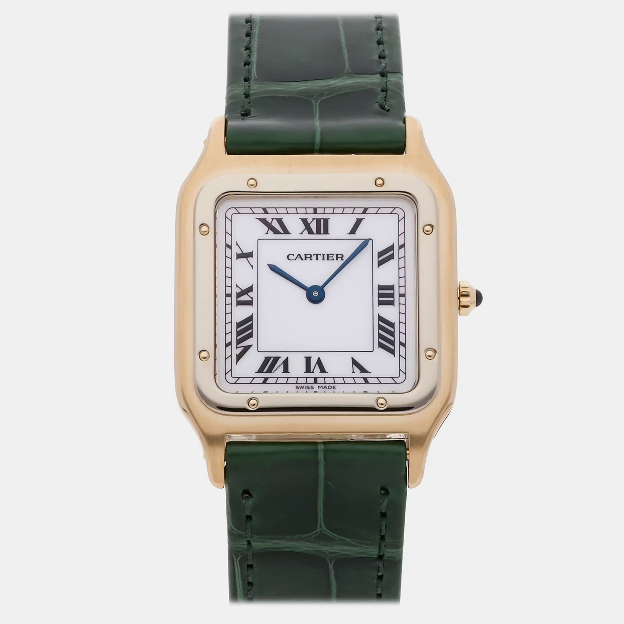 Pre-Owned Cartier Santos Dumont 85524200 White Manual Winding 18k Yellow Gold Men’s Wristwatch 27 MM