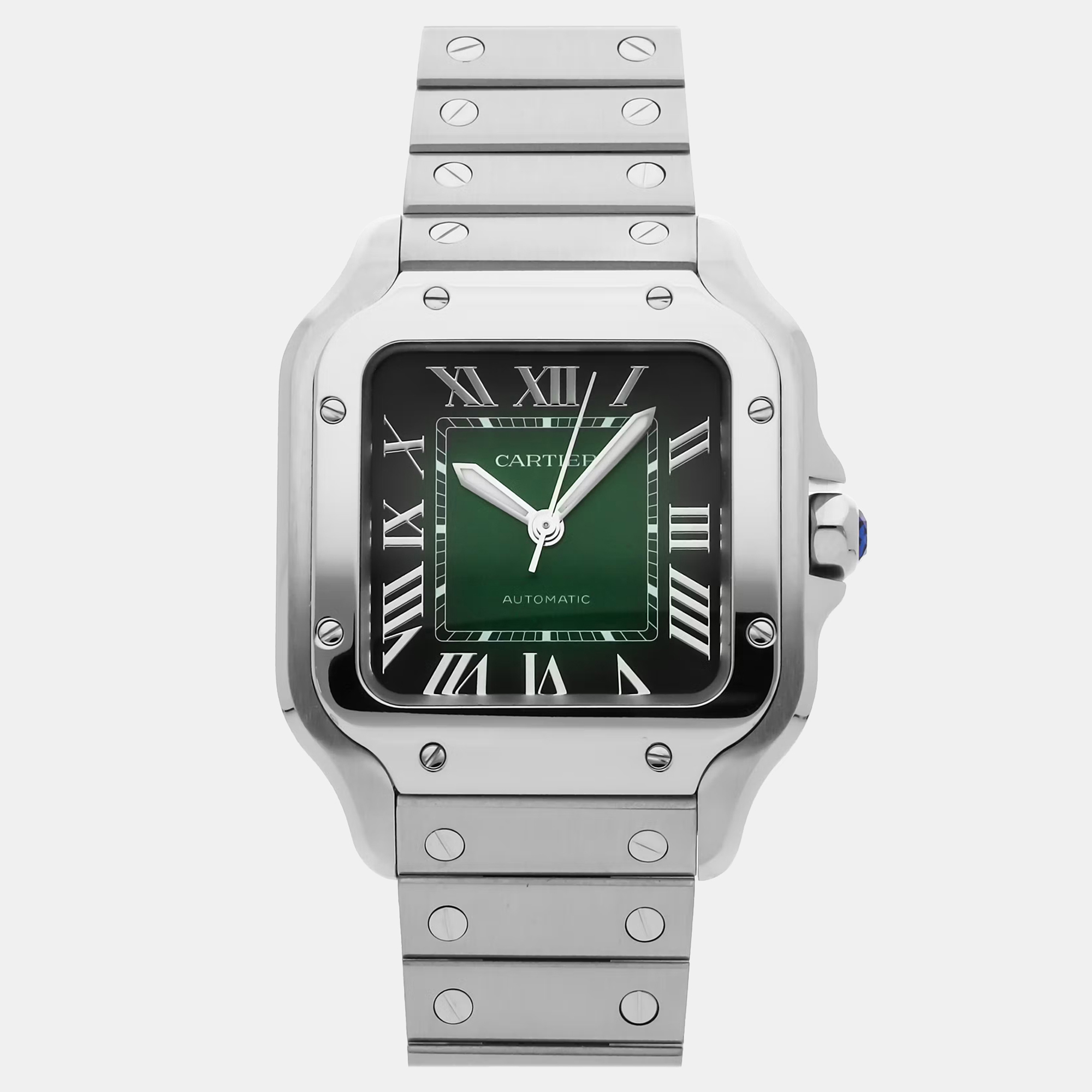 Pre-Owned Cartier Santos Medium WSSA0061 Green Automatic Stainless Steel Men’s Wristwatch 35 MM