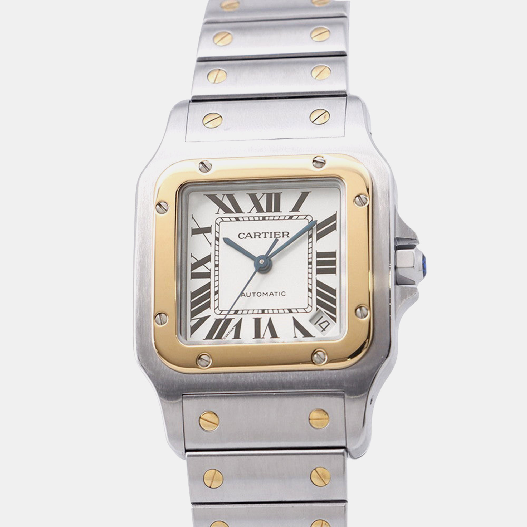 Cartier Santos Galbee W20099C4 Automatic White 18k Yellow Gold Stainless Steel Men’s Wristwatch 32 mm