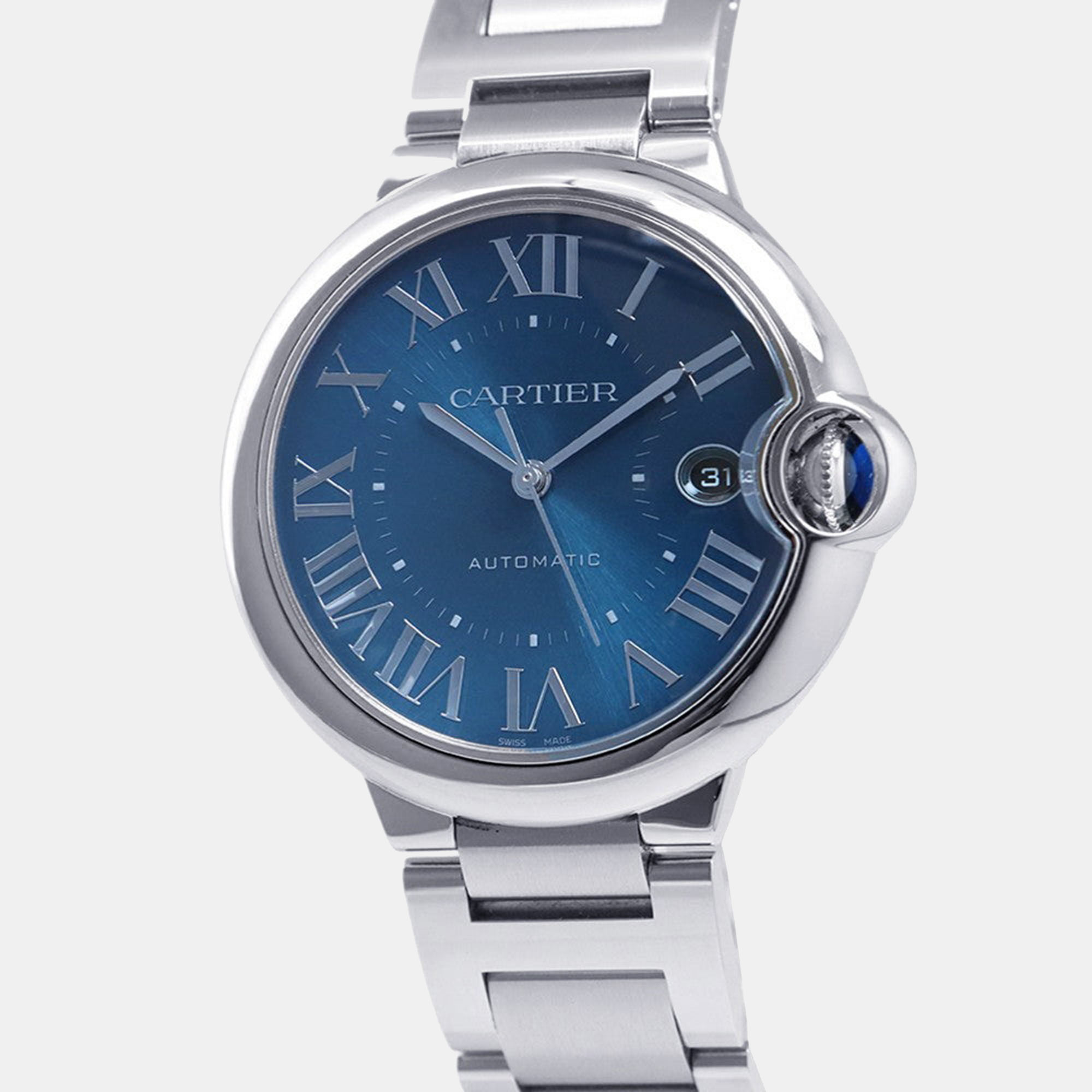 Cartier Ballon Bleu WSBB0061 Blue Stainless Steel Automatic Men Wristwatch 40mm