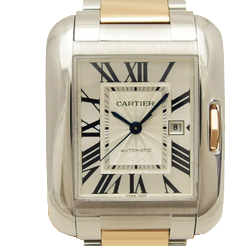 

Cartier Silver Stainless Steel Large Tank Anglaise Men's Wristwatch