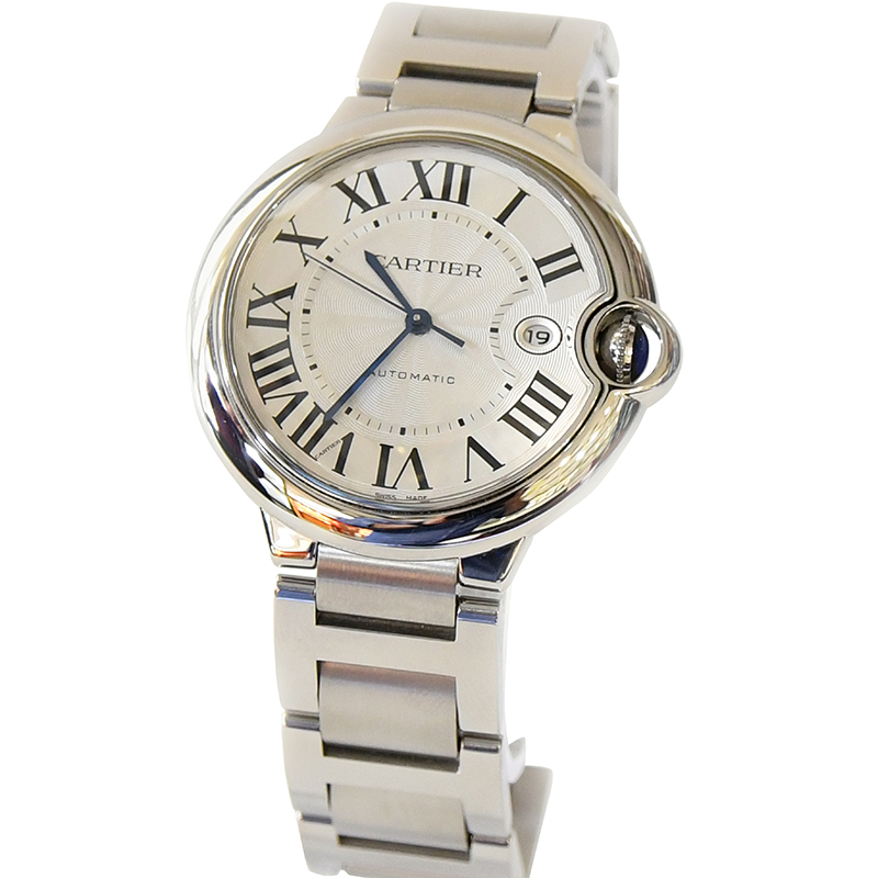 Pre Owned Cartier White Stainless Steel Ballon Bleu Men's Wristwatch 42MM