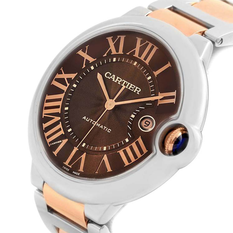 

Cartier Chocolate Brown Stainless Steel Ballon Bleu W6920032 Men's Wristwatch