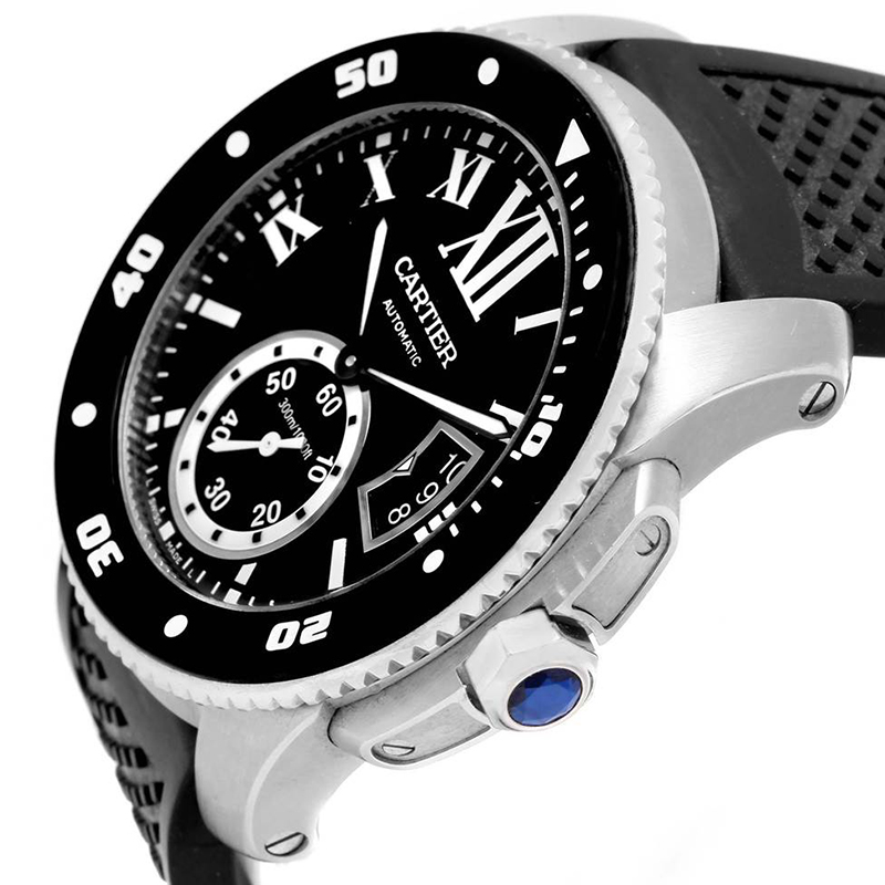 

Cartier Black Stainless Steel Calibre Diver W7100056 Men's Wristwatch