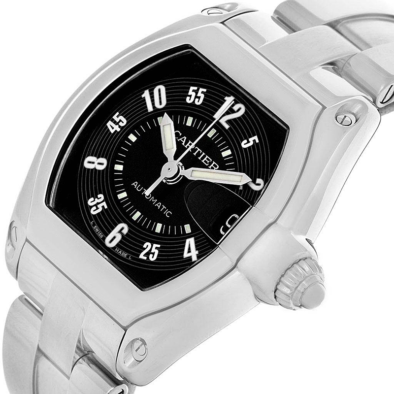 

Cartier Black Stainless Steel Roadster W62004V3 Men's Wristwatch