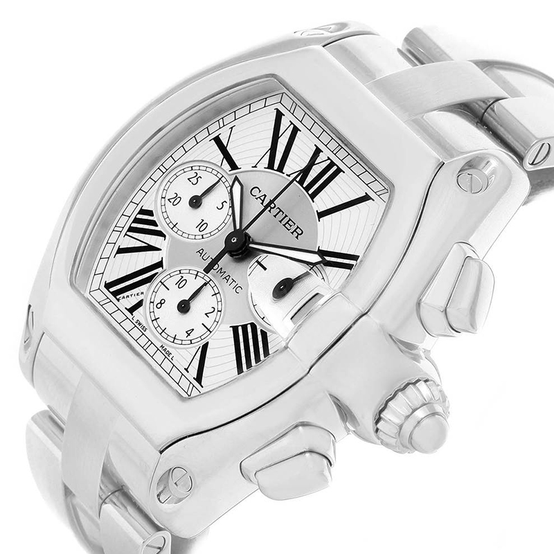 

Cartier Silver Stainless Steel Roadster Chronograph W62019X6 Men's Wristwatch