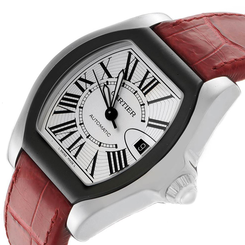 

Cartier Silver Black Ion-Plated and Stainless Steel Roadster W6206018 Men's Wristwatch