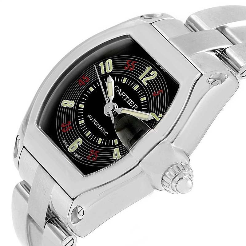 

Cartier Black Stainless Steel Roadster Vegas Roulette W62002V3 Men's Wristwatch