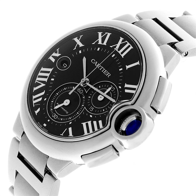 

Cartier Black Stainless Steel Ballon Bleu  Chronograph Steel W6920077 Men's Wristwatch 44MM