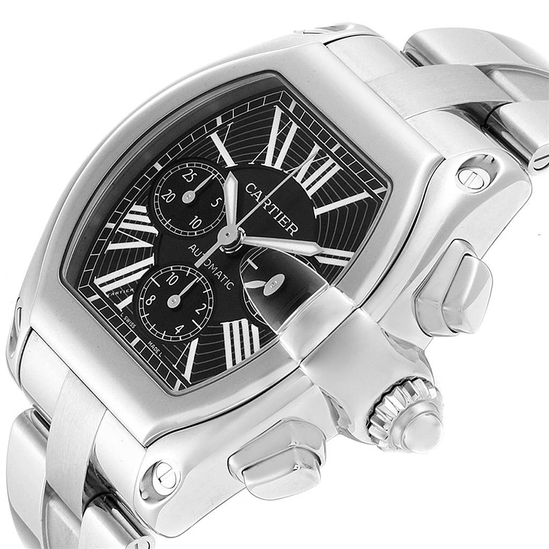 

Cartier Black Stainless Steel Roadster  Chrono W62020X6 Men's Wristwatch 49x43MM
