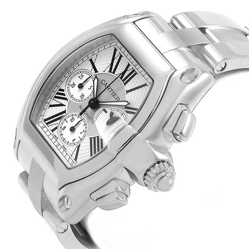

Cartier Silver Stainless Steel Roadster  Chronograph W62019X6 Men's Wristwatch 49x43MM