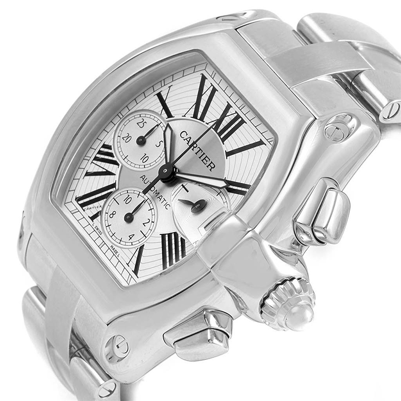 

Cartier Silver Stainless Steel Roadster  Chronograph W62019X6 Men's Wristwatch 49x43MM