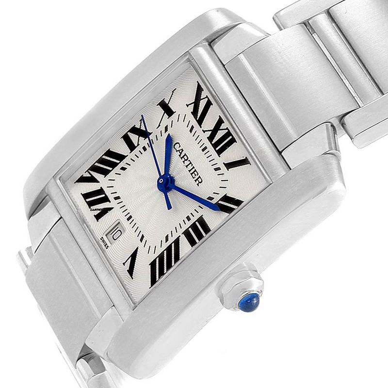 

Cartier Silver Stainless Steel Tank Francaise W51002Q3 Men's Wristwatch