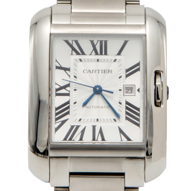 

Cartier White Stainless Steel Tank Anglaise Men'S Watch  Dial 47MM