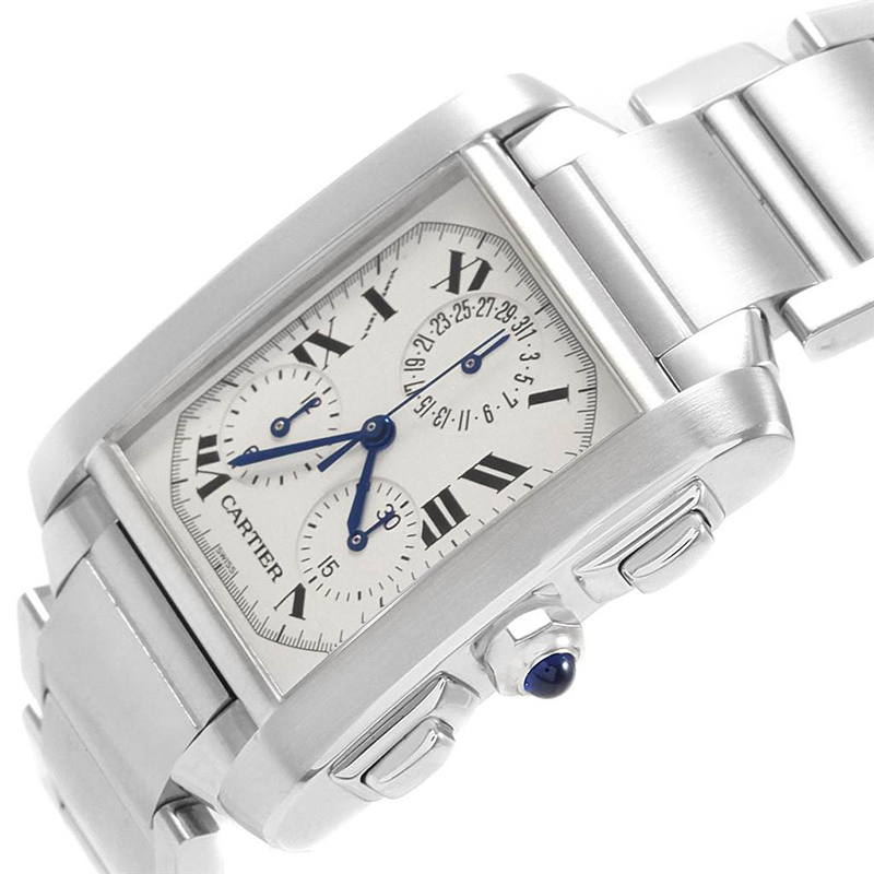 

Cartier Off White Stainless Steel Tank Francaise Chronoflex W51001Q3 Men's Wristwatch