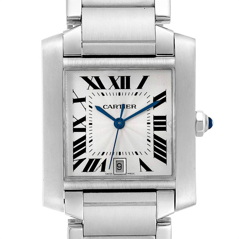 

Cartier White Stainless Steel Tank Francaise W51002Q3 Men's Wristwatch