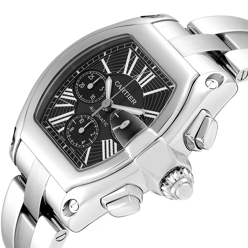 

Cartier White Stainless Steel Roadster Chronograph W62019X6 Men's Wriswatch, Black