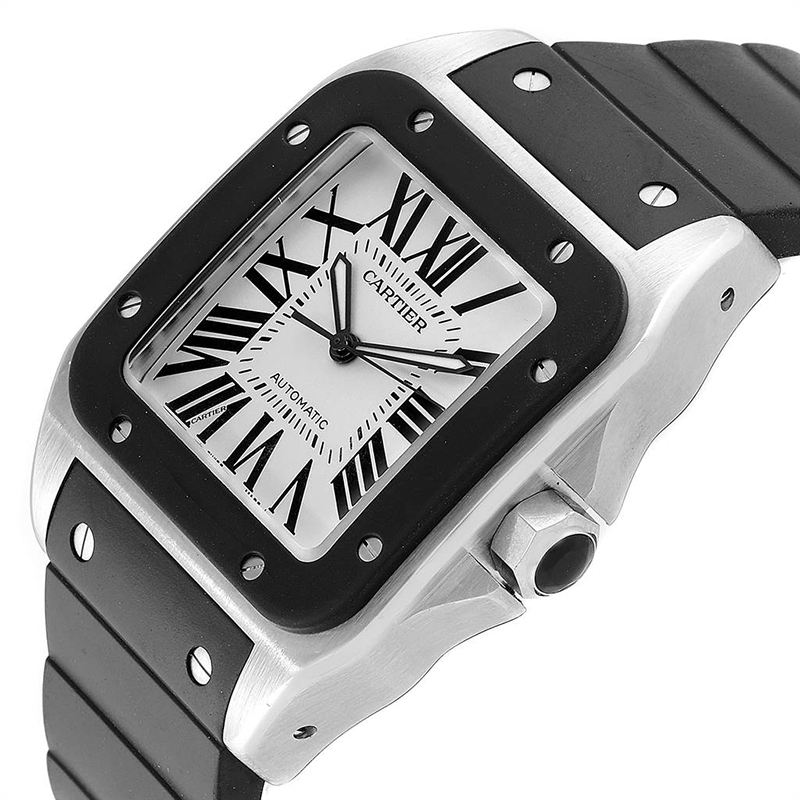 

Cartier Silver Rubber and Stainless Steel Santos