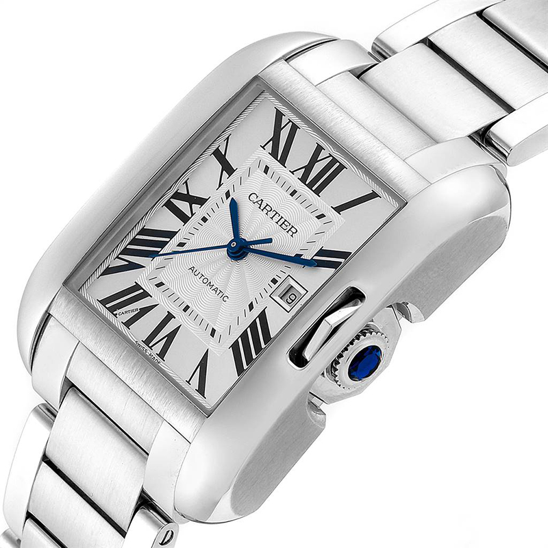 

Cartier Silver Stainless Steel Tank Anglaise W5310009 Men's Wristwatch